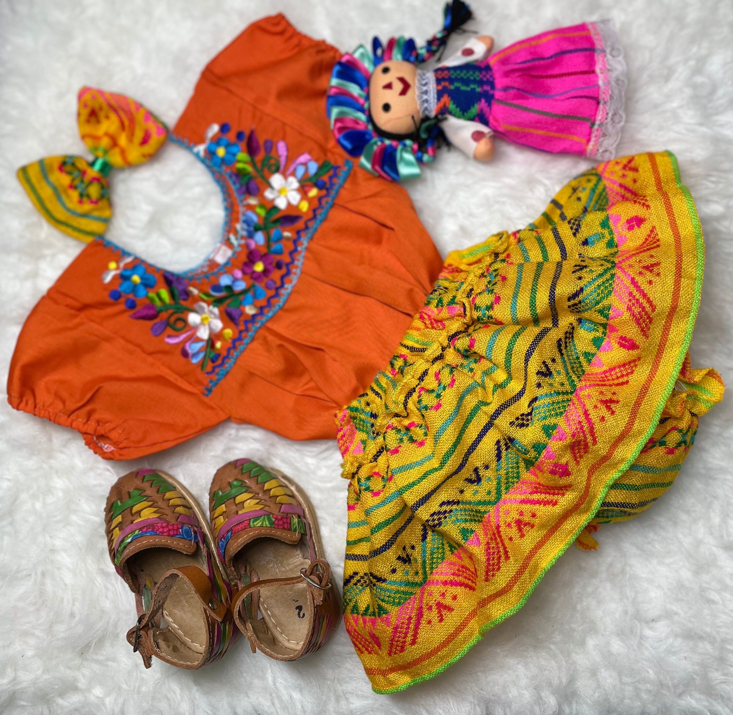 Image of 12 Months Baby Sarape Bloomers Sarape 3 piece Outfit w/Hairbow and Blouse is included