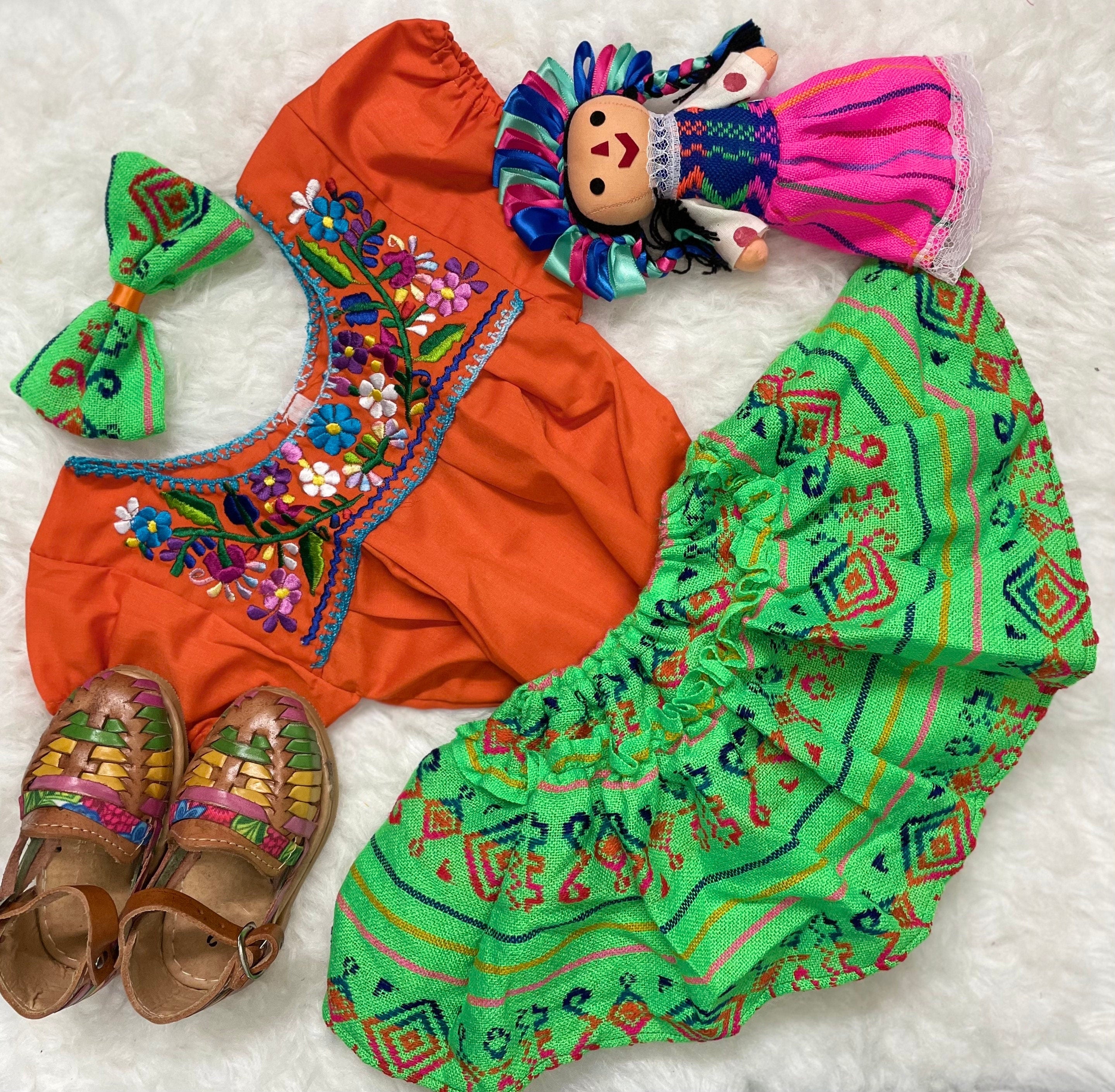 Image of 12 Months Baby Sarape Bloomers Sarape 3 piece Outfit w/Hairbow and Blouse is included