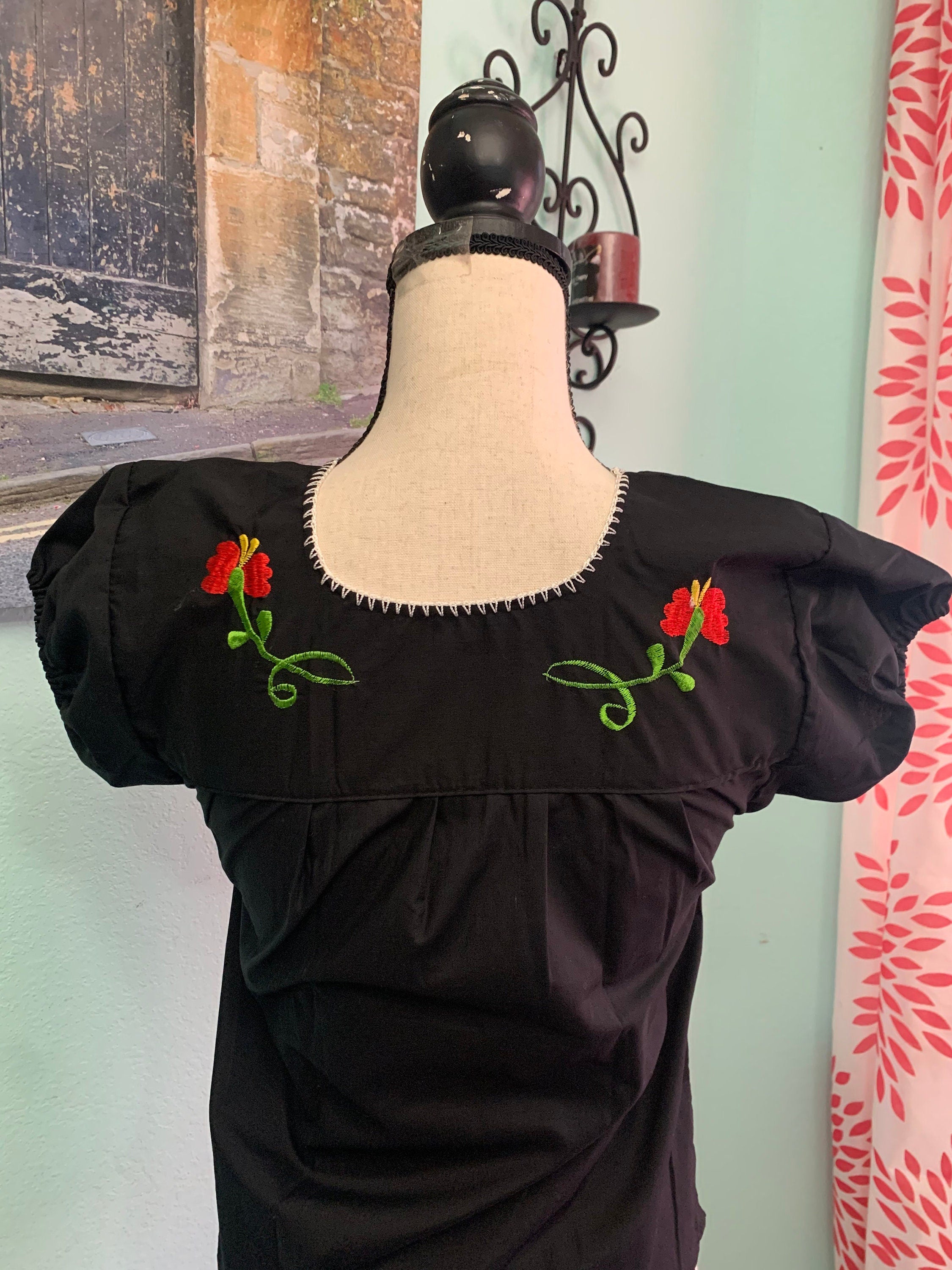Image of Traditional Mexican Embroidered Blouse - Artisanal Blouse - XSmall