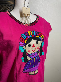 Image of Embroidered Artisanal Lele Blouse - Handmade Artisanal Mexican Blouse - Size Large