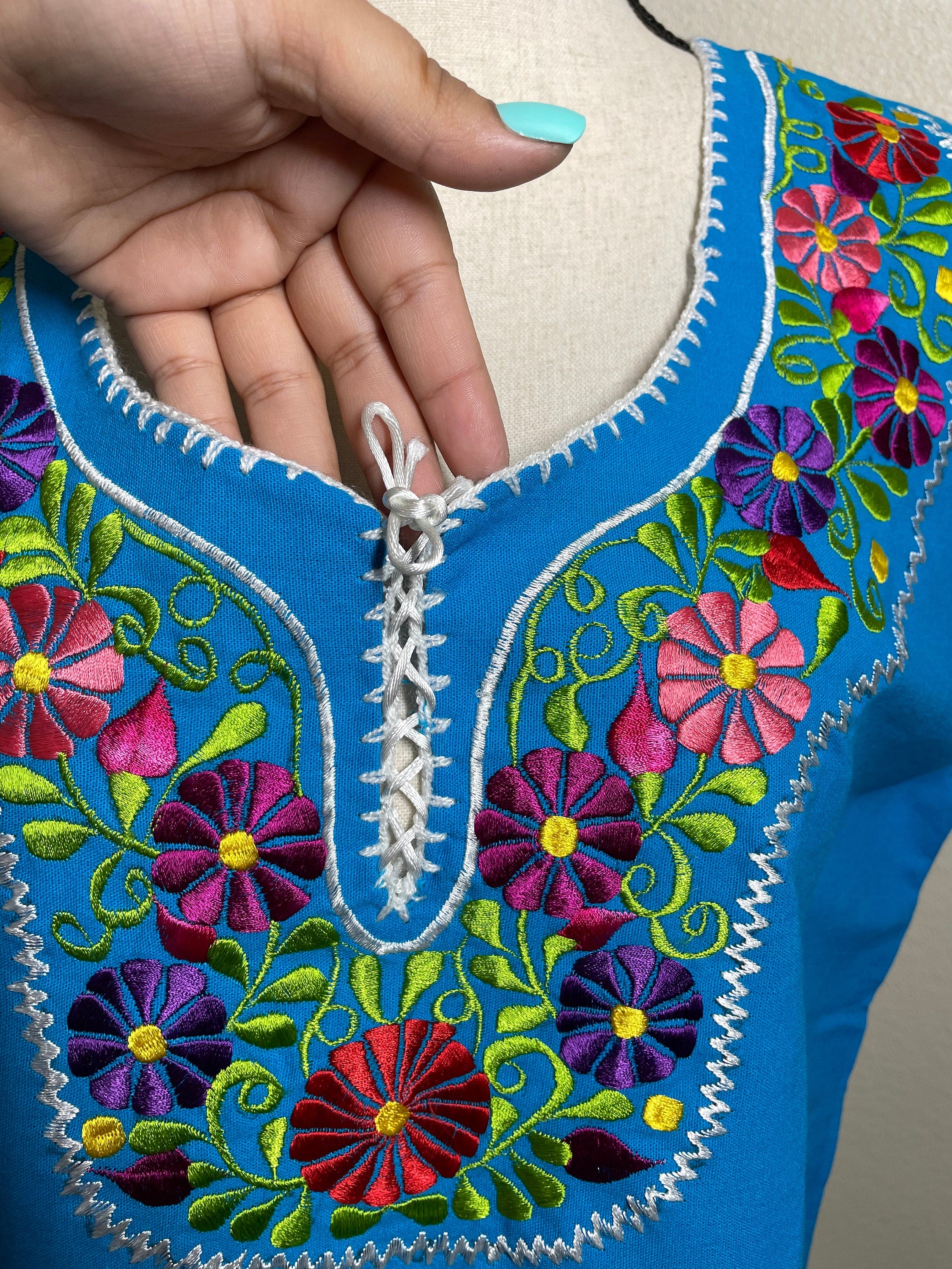 Image of Beautiful Embroidered Handmade Blouse - Mexican Floral Artisan Blouse