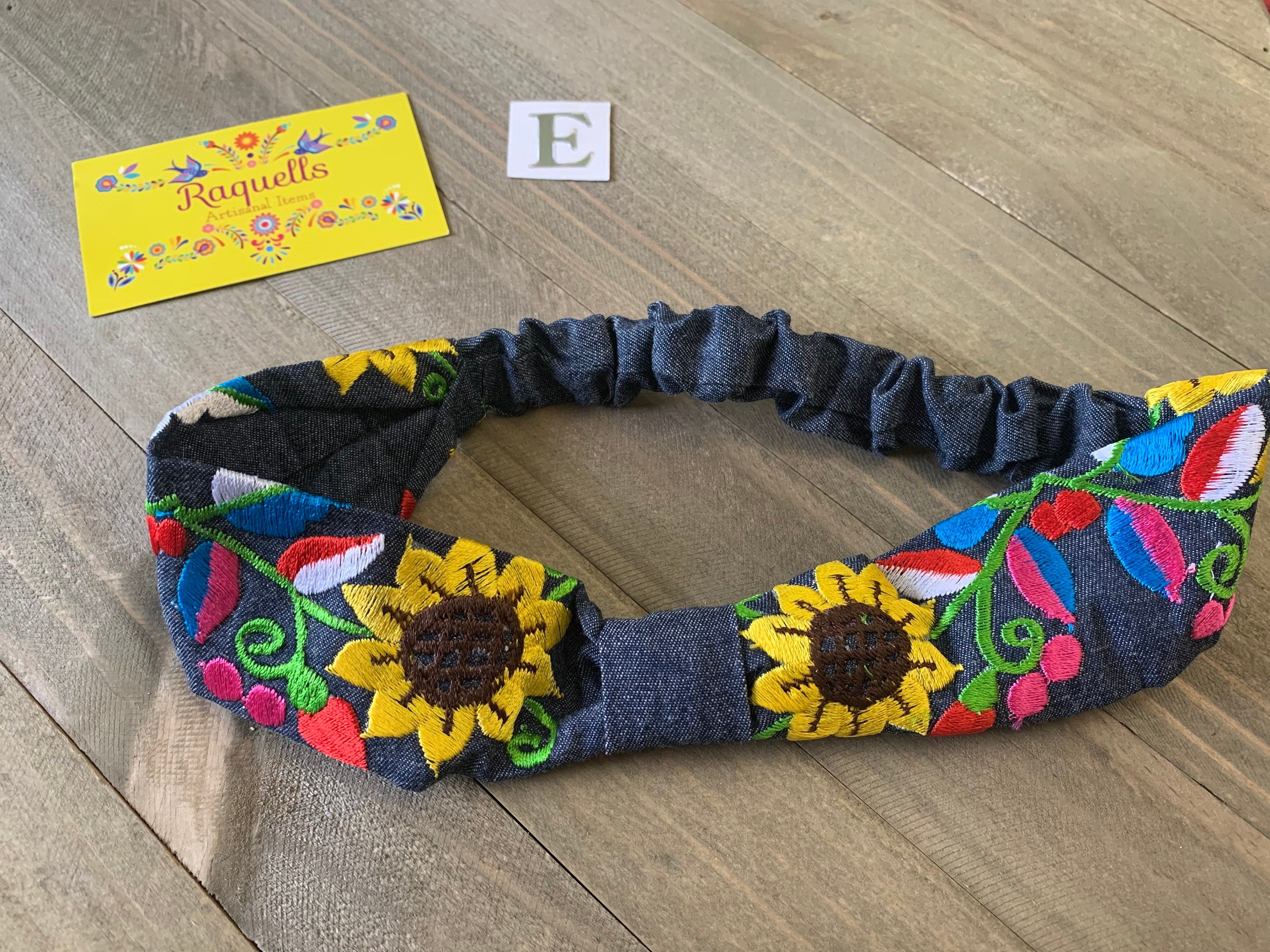 Image of Artisan Made Sunflower Embroidered Headband - Artisanal Turbans from Chiapas