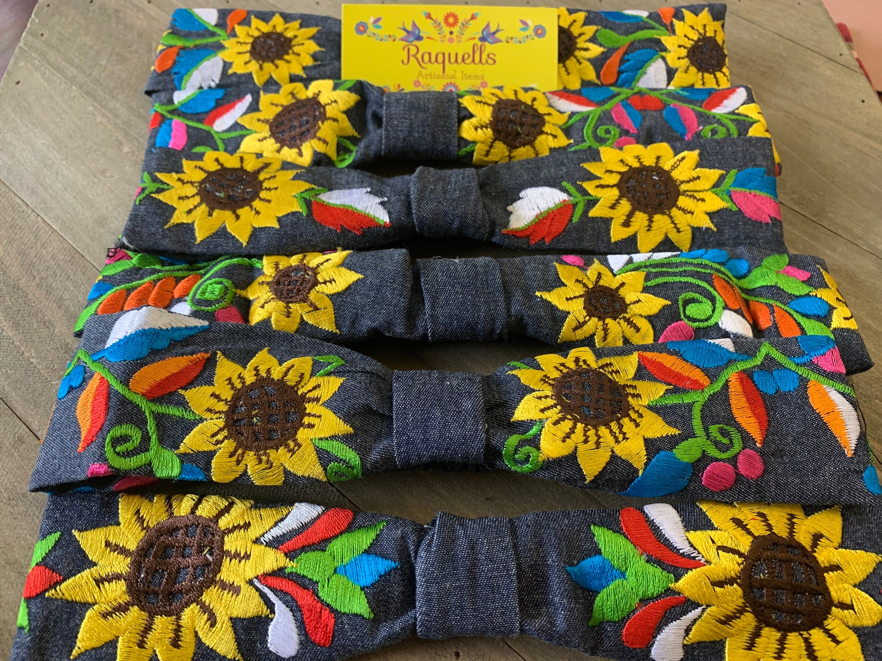 Artisan Made Sunflower Embroidered Headband - Artisanal Turbans from Chiapas