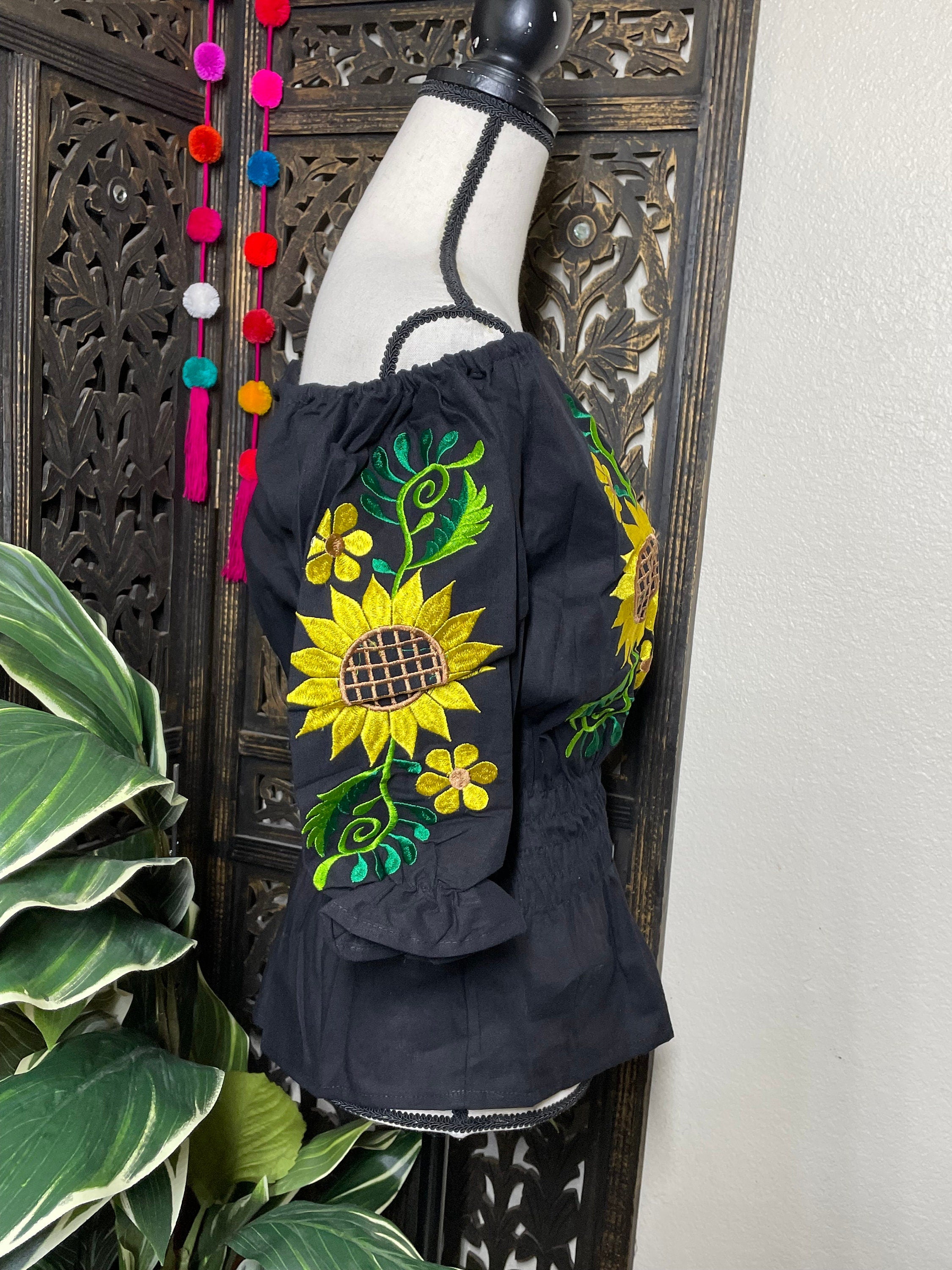 Embroidered Sunflower Artisanal Blouse - Handmade Mexican Blouse from Chiapas, Mexico