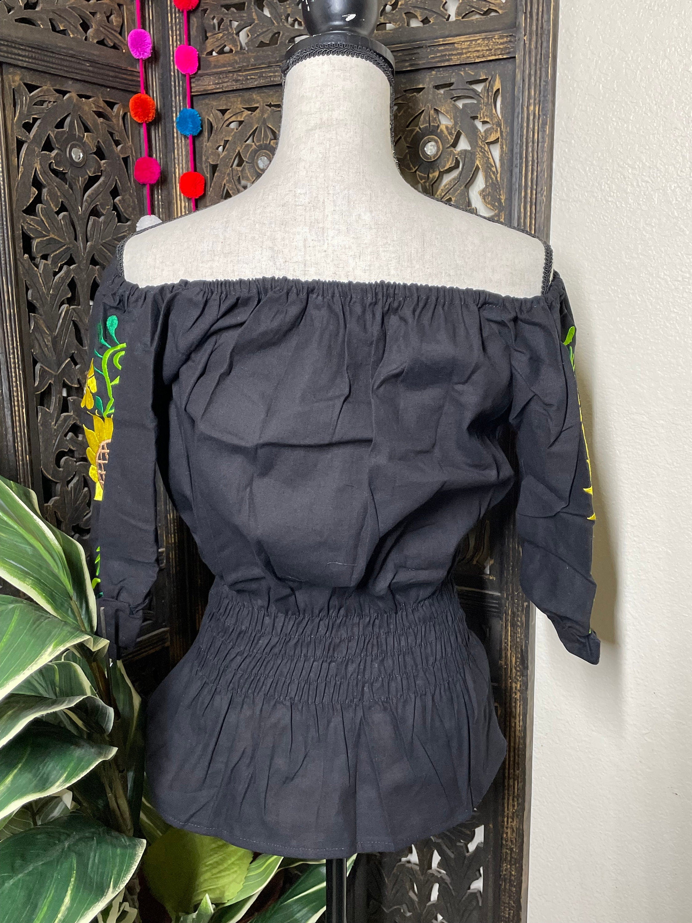 Embroidered Sunflower Artisanal Blouse - Handmade Mexican Blouse from Chiapas, Mexico