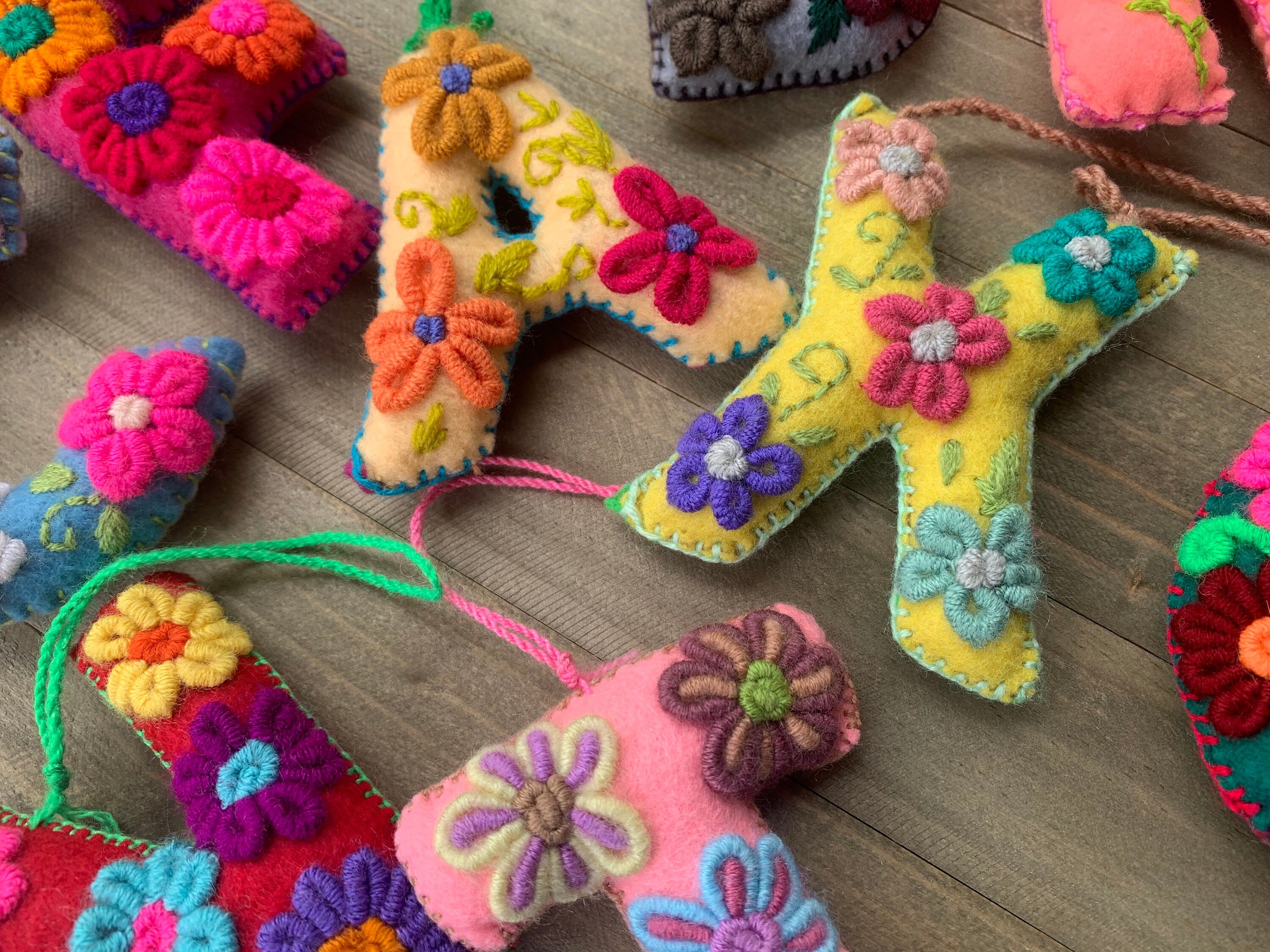 Image of Embroidered Letter pompom - Artisanal Initial pompom