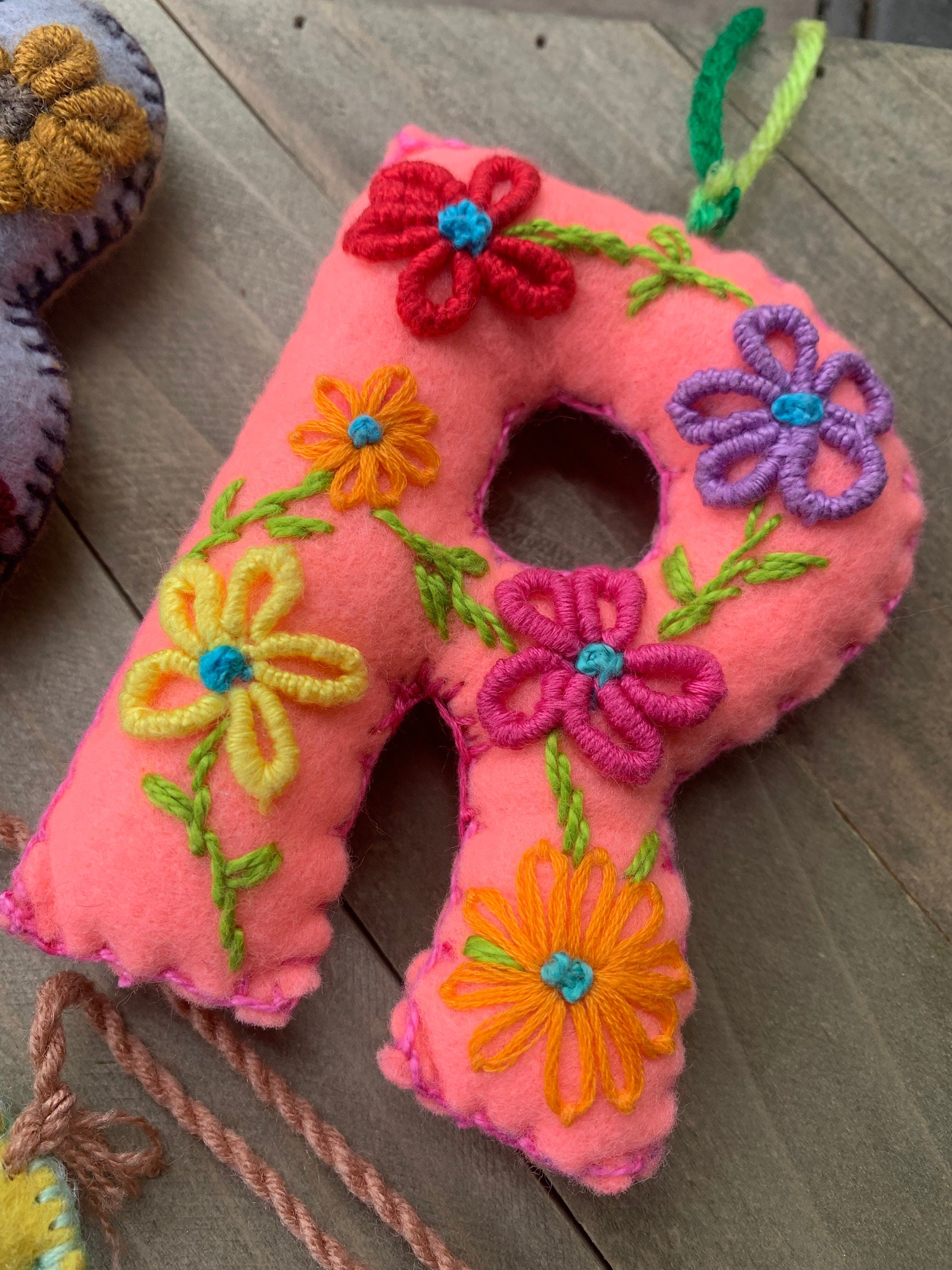 Image of Embroidered Letter pompom - Artisanal Initial pompom