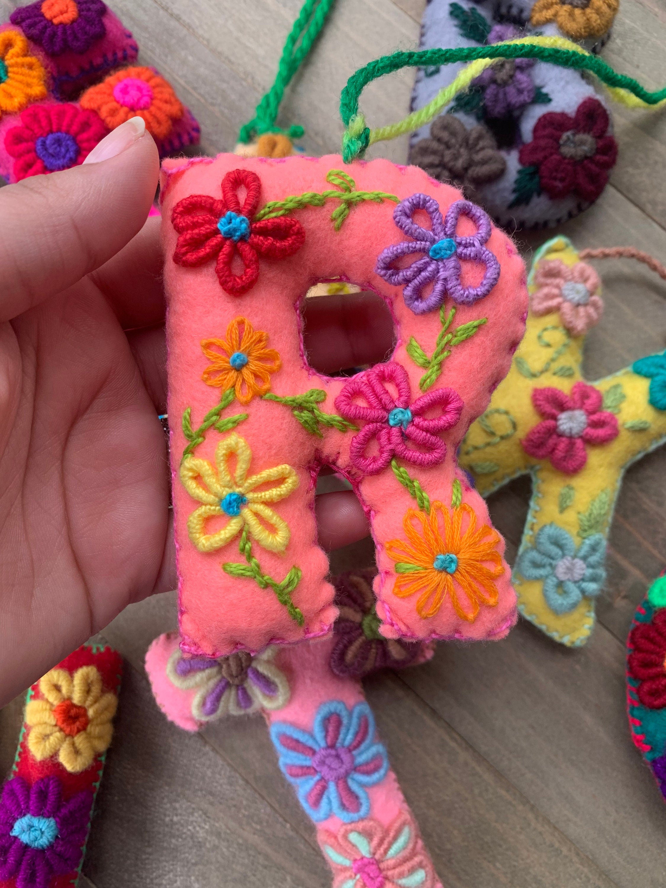 Image of Embroidered Letter pompom - Artisanal Initial pompom