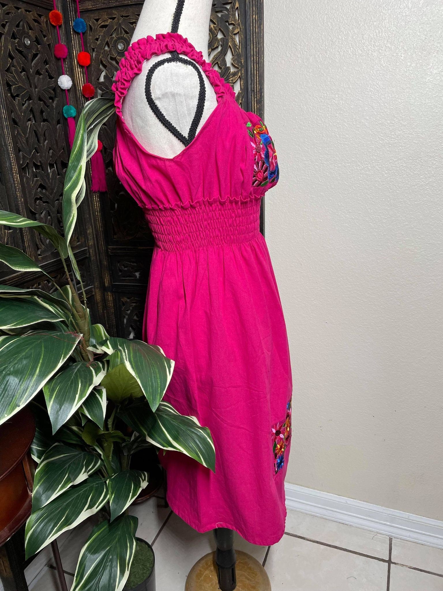 Image of Beautiful Embroidered Sun Dress - Artisanal Embroidered Summer Dress