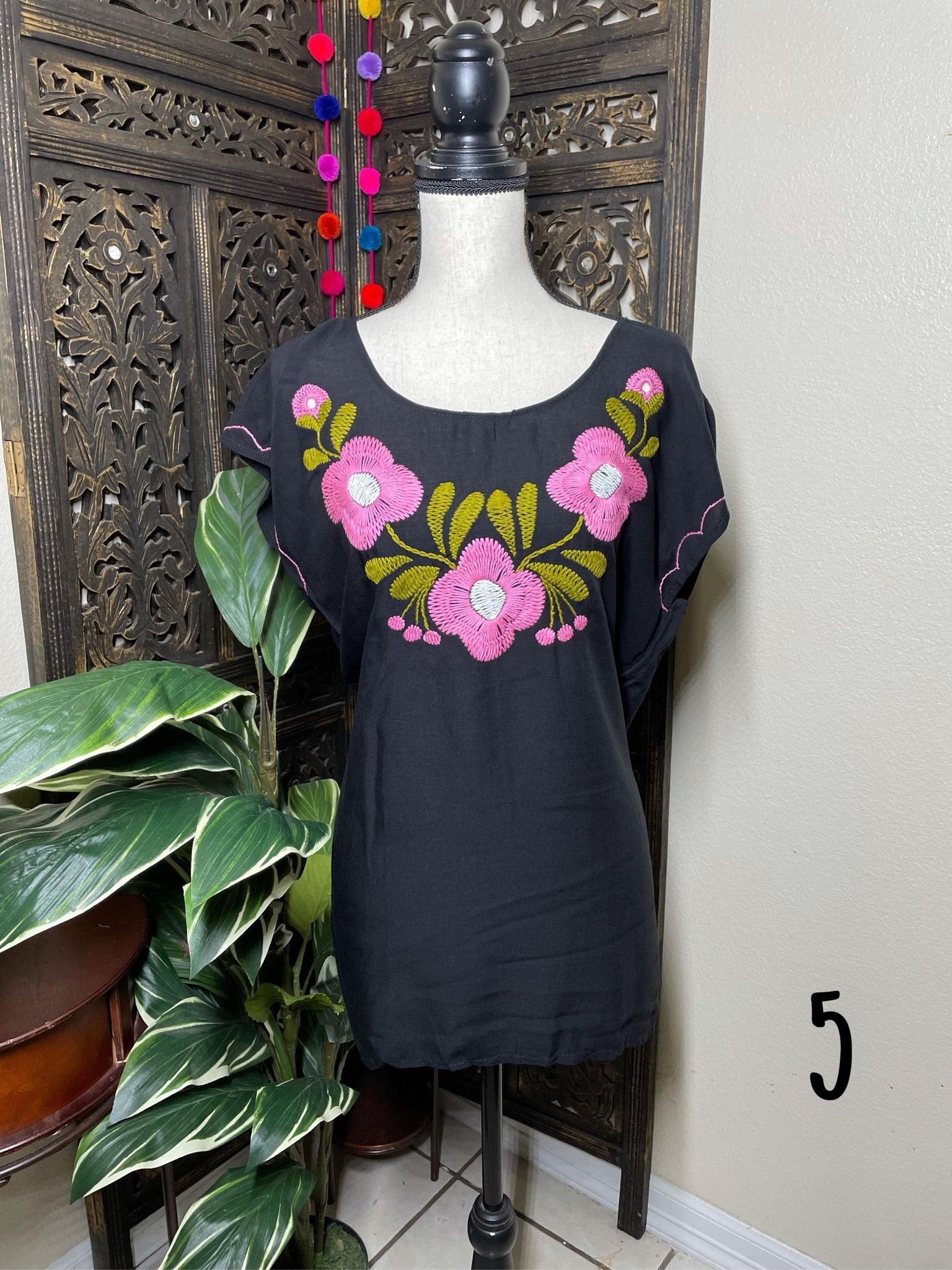 Image of Hand Embroidered Silky Blouse - Artisanal Mexican Blouse