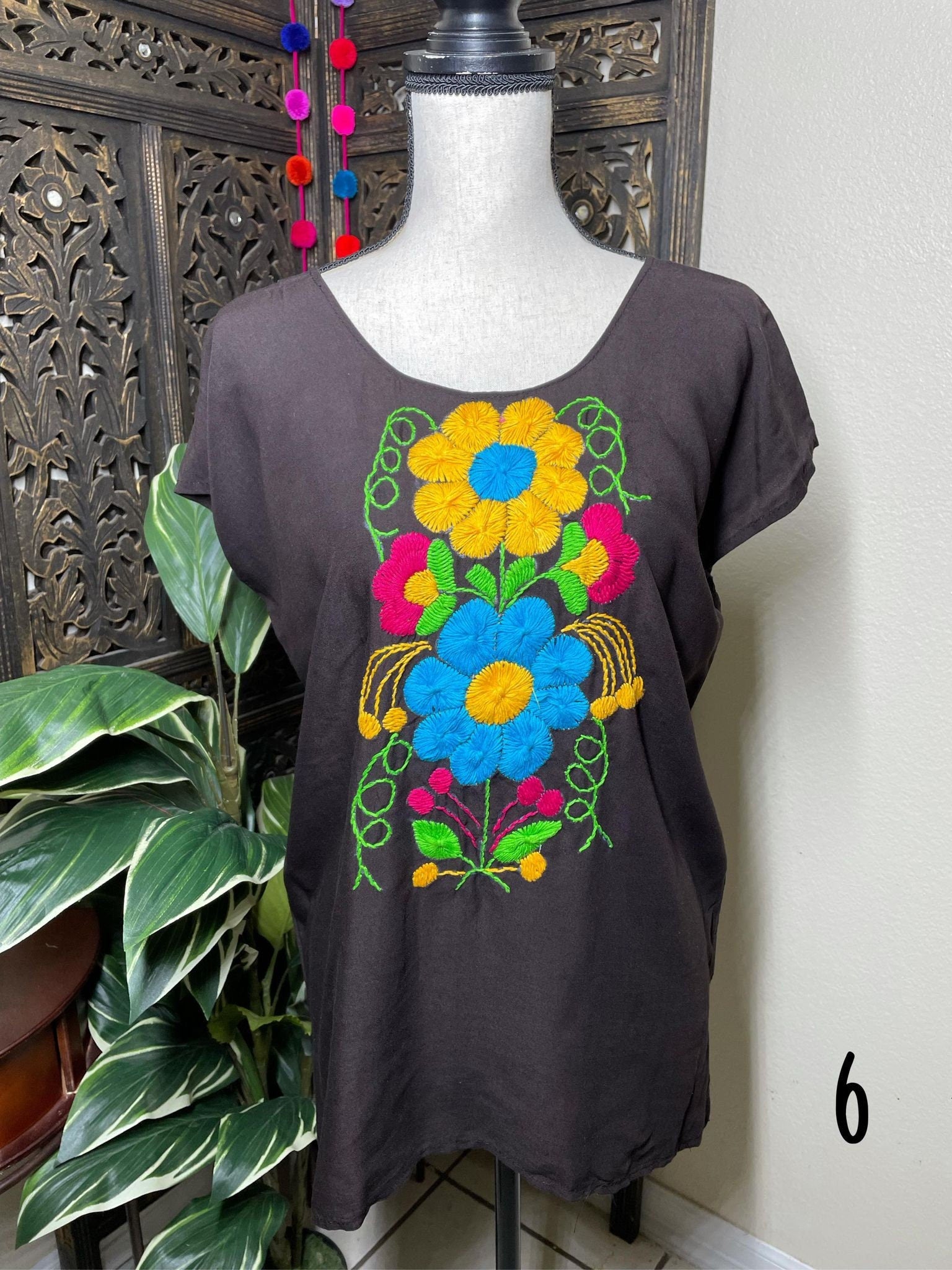 Image of Hand Embroidered Silky Blouse - Artisanal Mexican Blouse