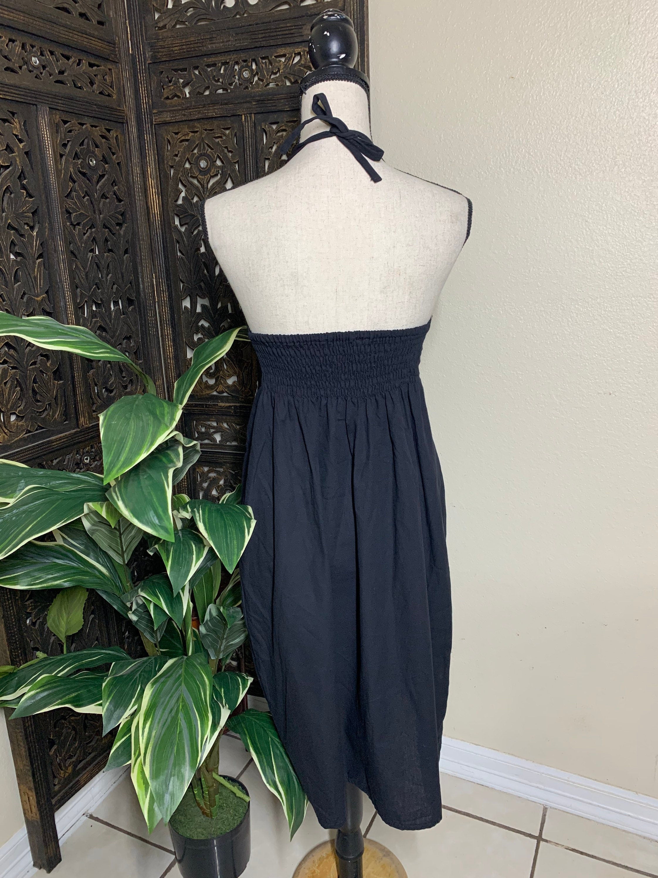 Mexican Halter Dress- Embroidered Artisanal Halter Dress - Mexican Sun Dress Size Small