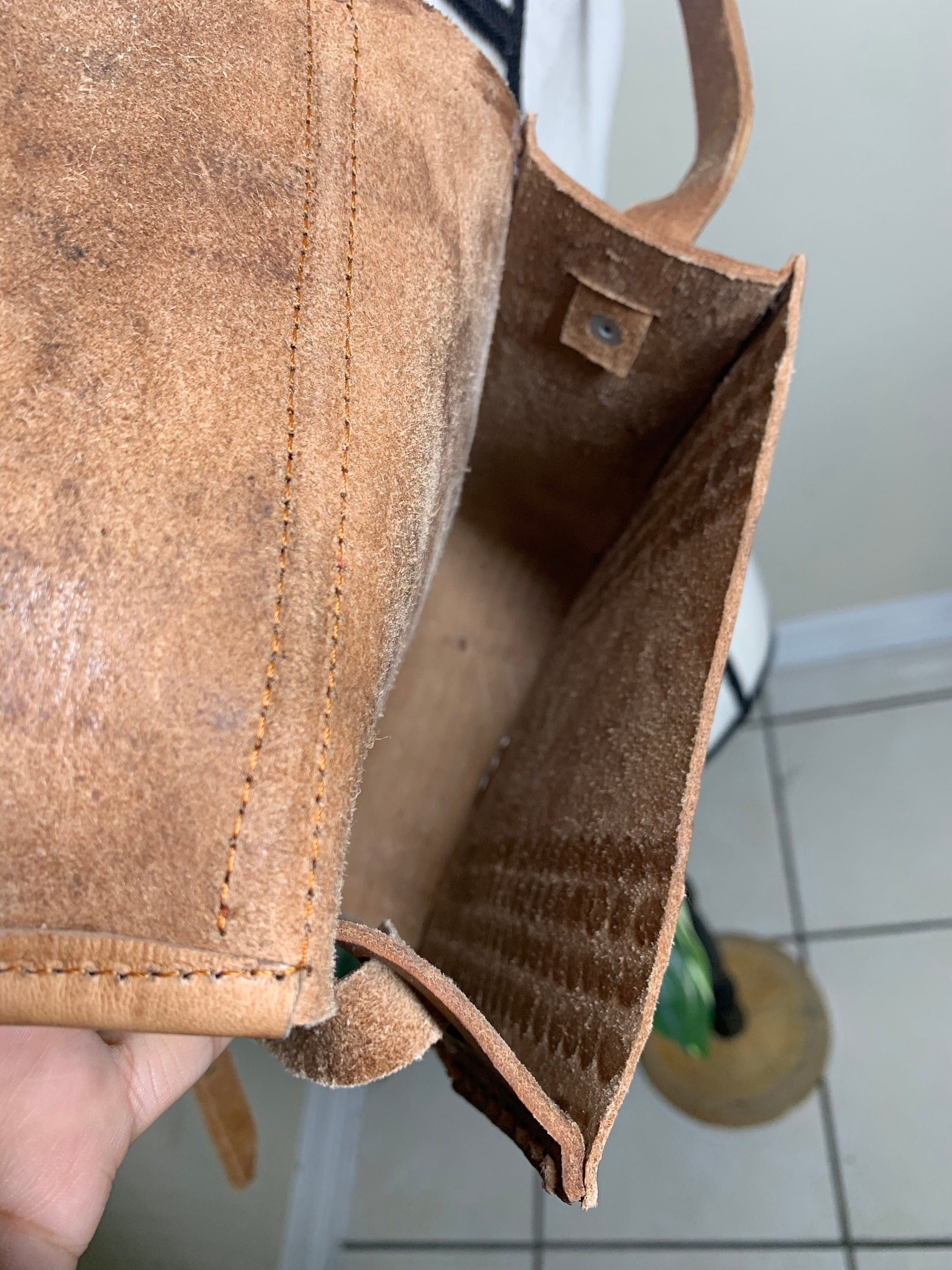 Embroidered Genuine Leather Bag - Handmade Sunflower Side Bag