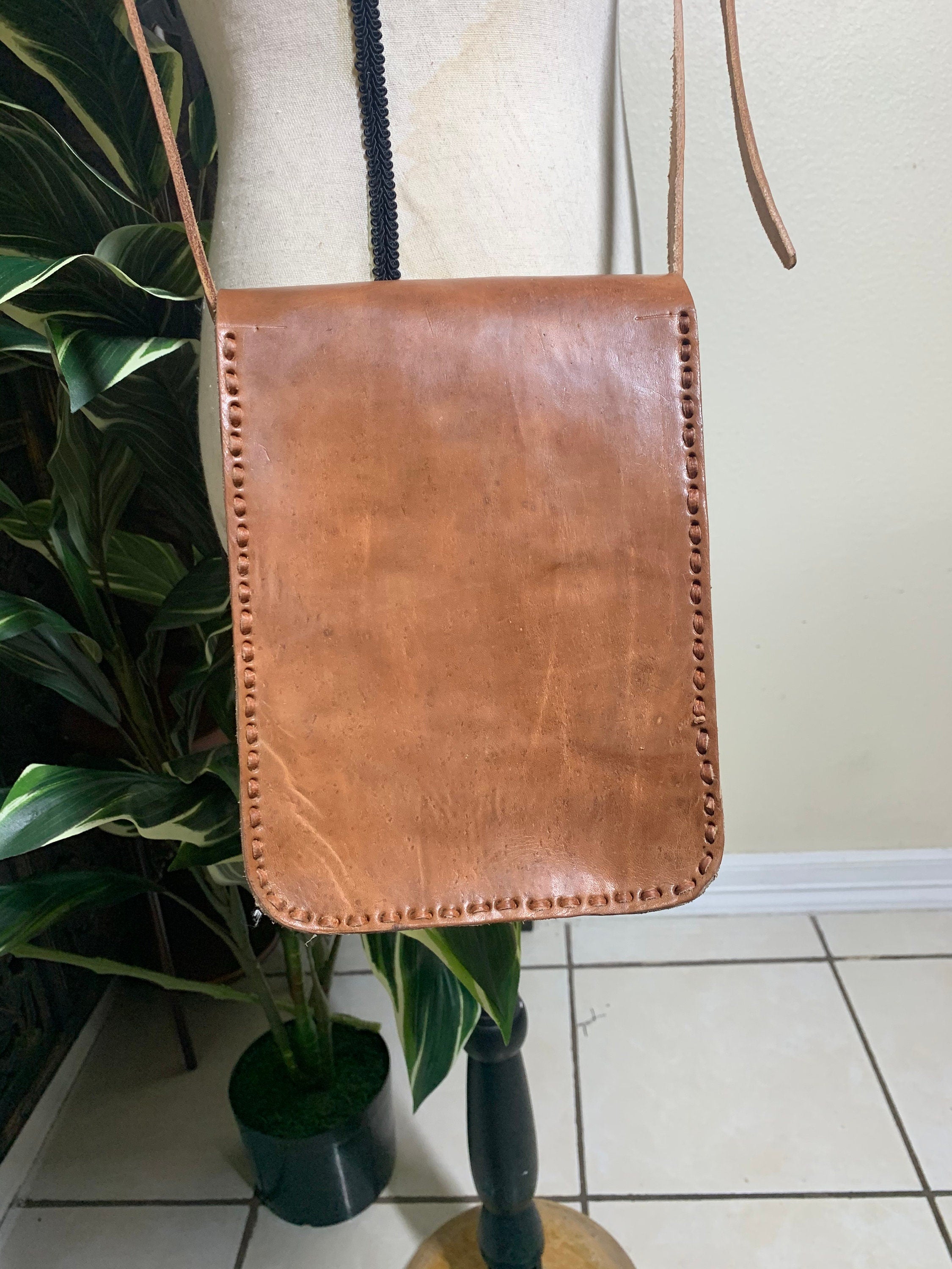 Embroidered Genuine Leather Bag - Handmade Sunflower Side Bag
