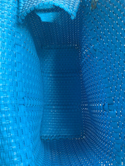 Image of Handwoven Recycled Sky Blue Shoulder Bag - Artisan Made Purse from Chiapas, Mexico