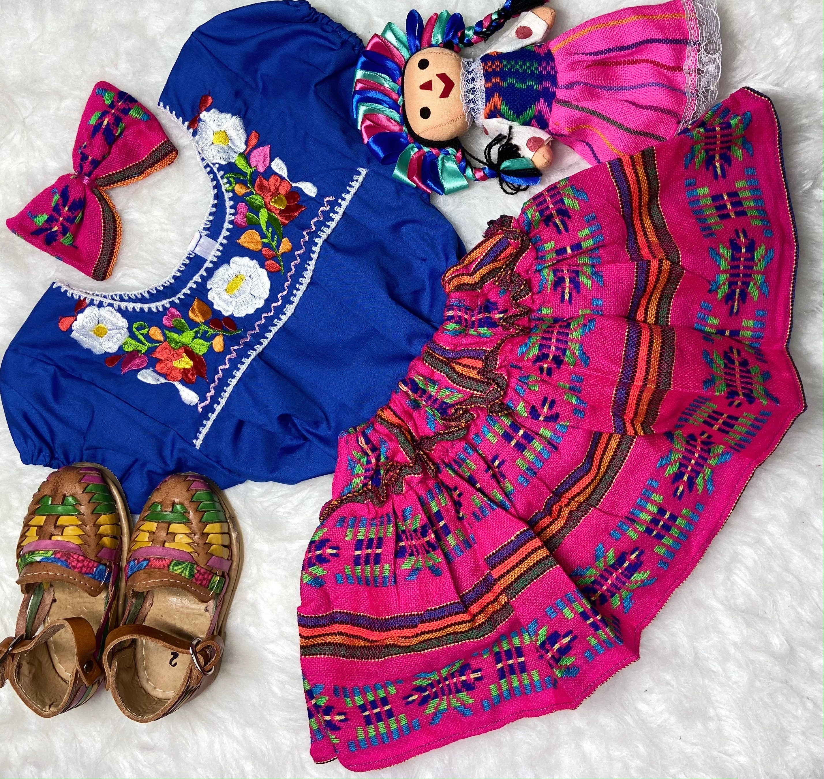 Image of 6-9 Months Baby Sarape Bloomers Sarape 3 piece Outfit w/Hairbow and Blouse is included