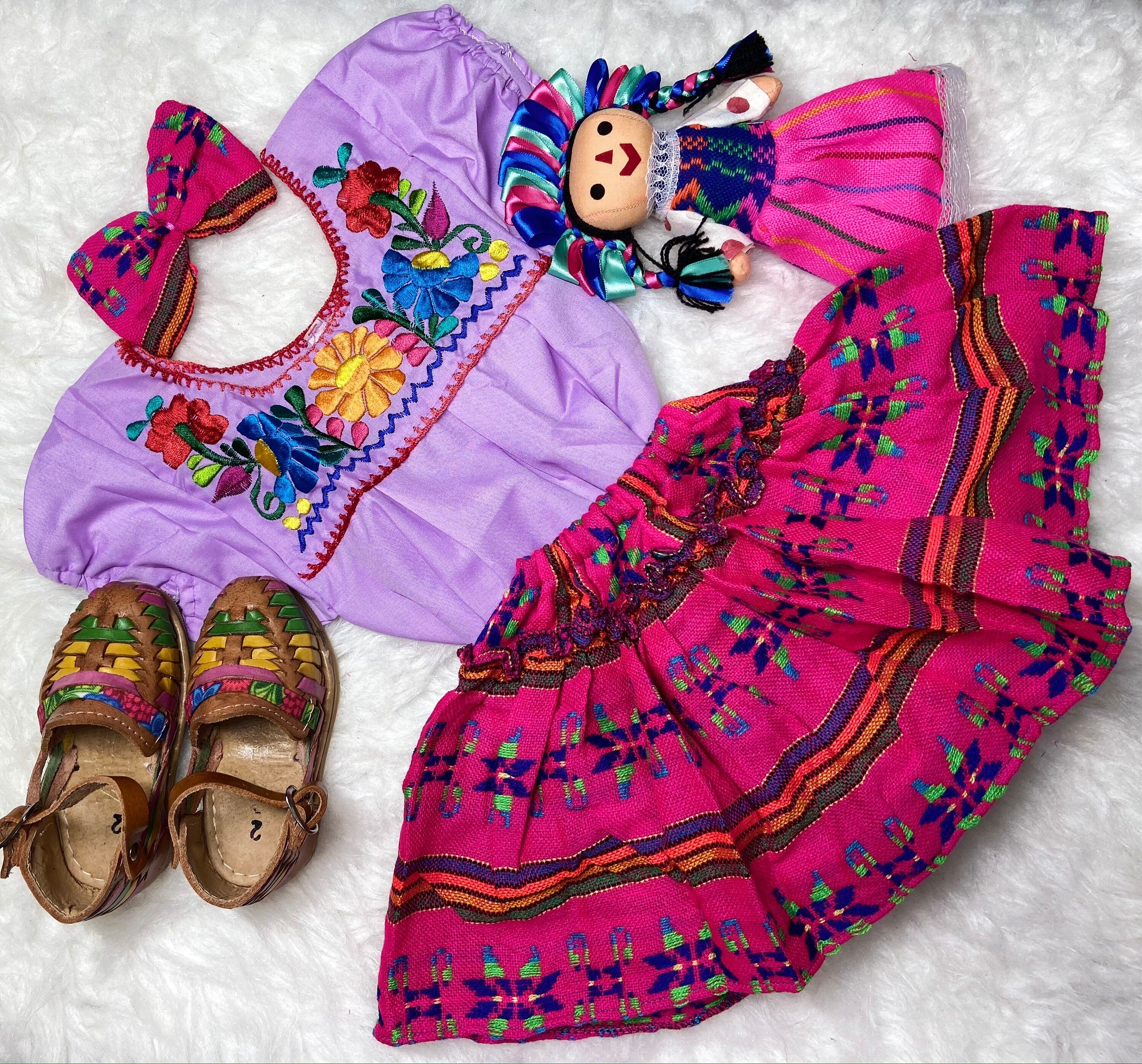 Image of 6-9 Months Baby Sarape Bloomers Sarape 3 piece Outfit w/Hairbow and Blouse is included