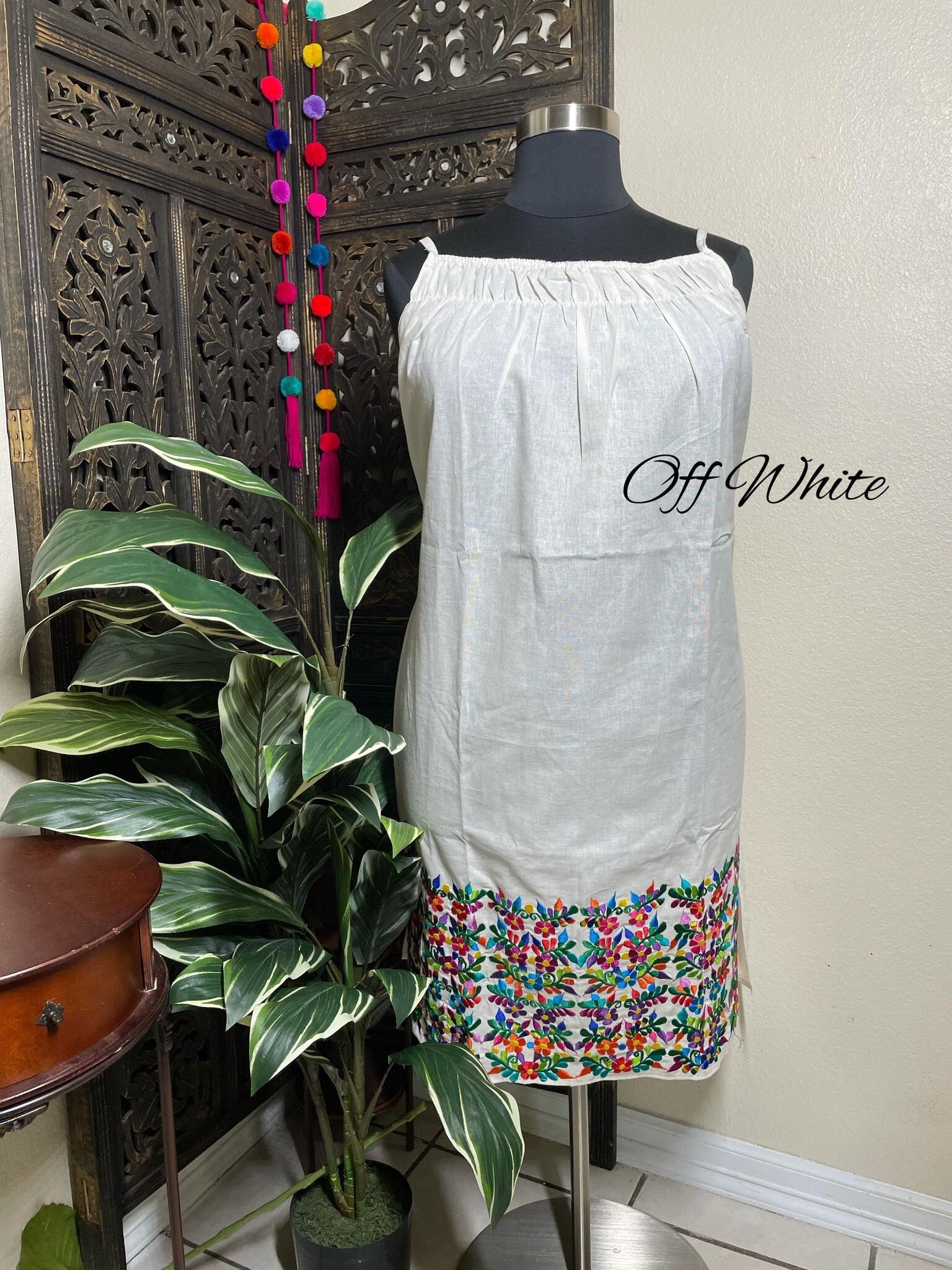 Plus Size Embroidered Mexican Halter Dress - Handmade Artisanal Dress