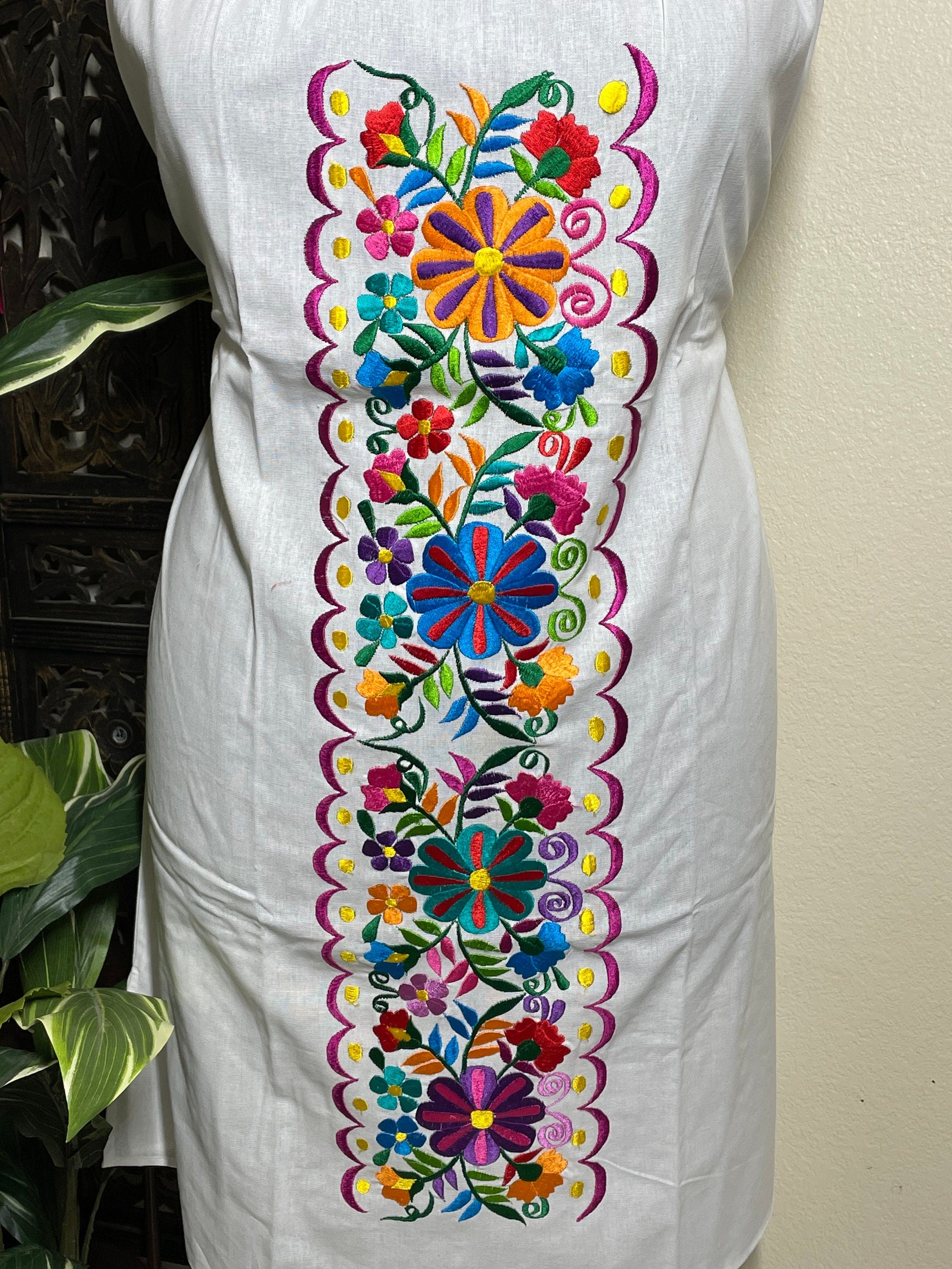 Image of Plus Size Embroidered Mexican Dress - Handmade Artisanal Dress