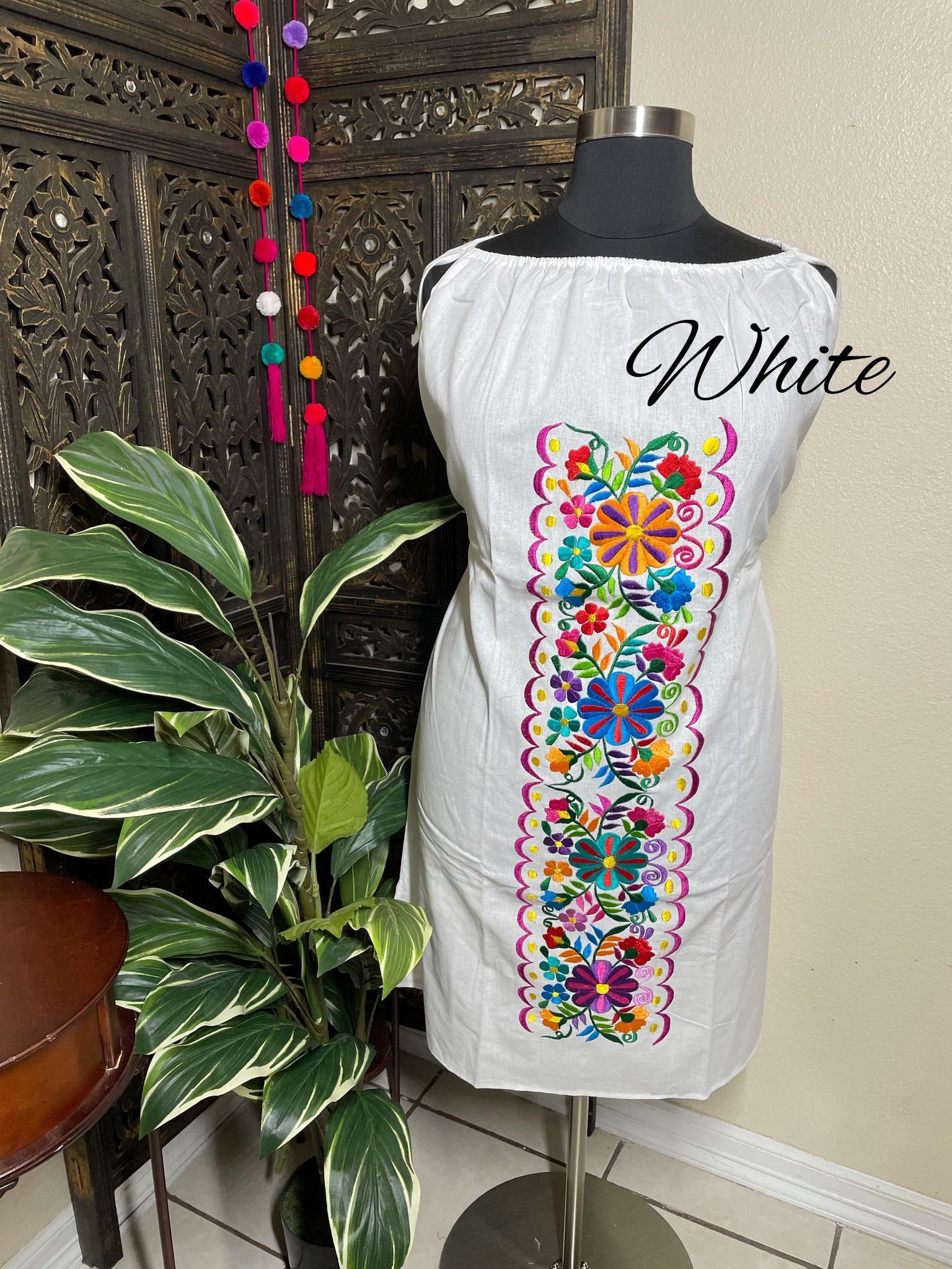 Image of Plus Size Embroidered Mexican Dress - Handmade Artisanal Dress