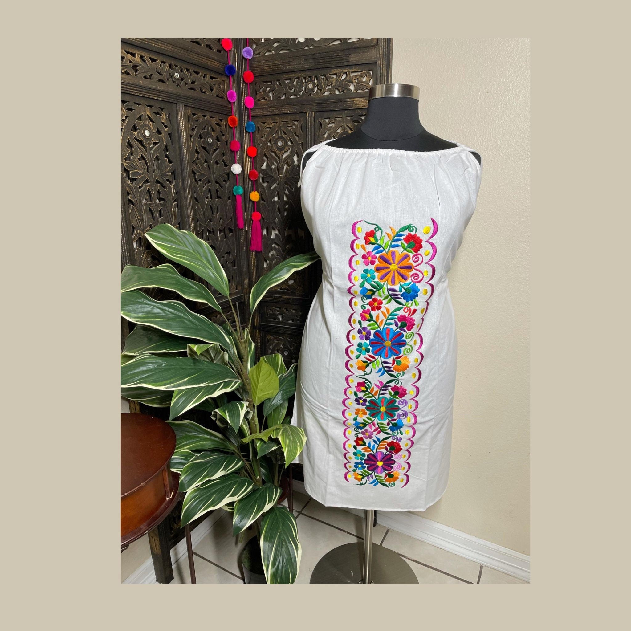 Image of Plus Size Embroidered Mexican Dress - Handmade Artisanal Dress