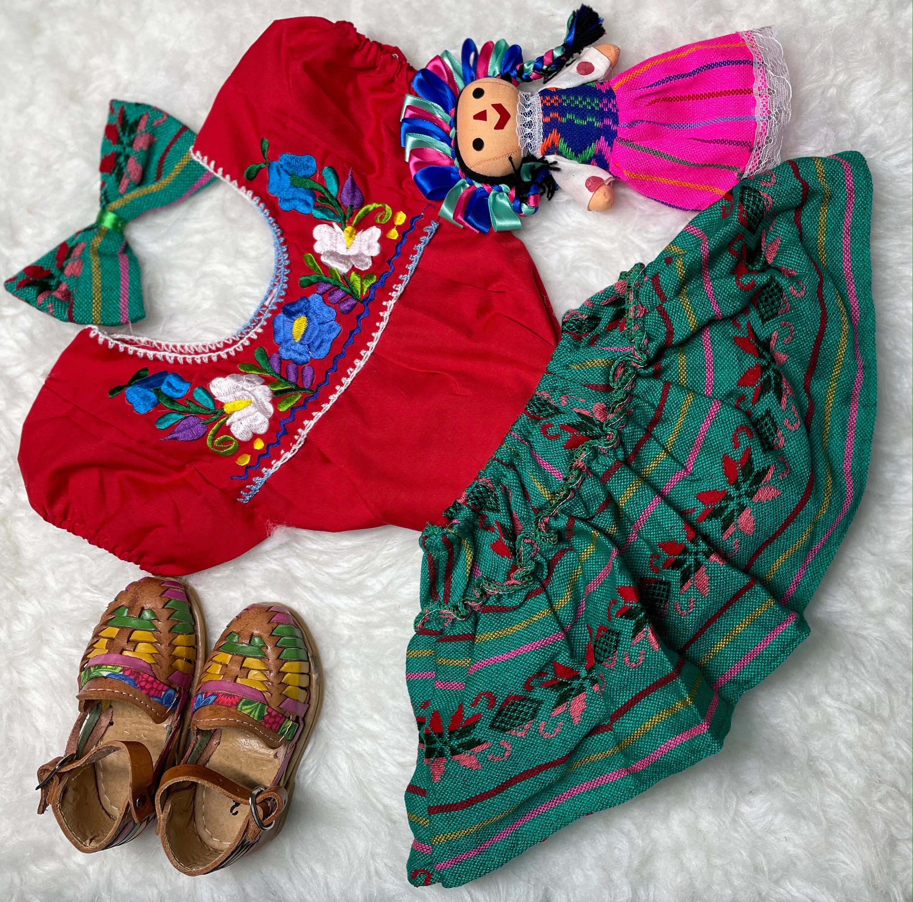 Image of 12 Months Baby Sarape Bloomers Sarape 3 piece Outfit w/Hairbow and Blouse is included