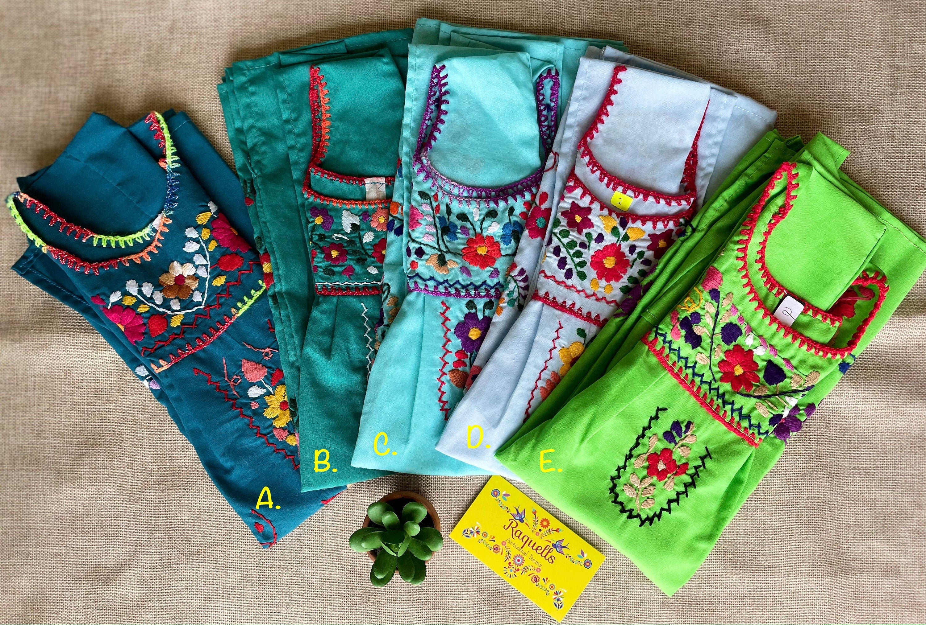 Beautiful “Chanelito” dress & Authentically Hand Embroidered by experienced Artisans from Puebla Mexico, Sizes: 0 months old - 12 years old