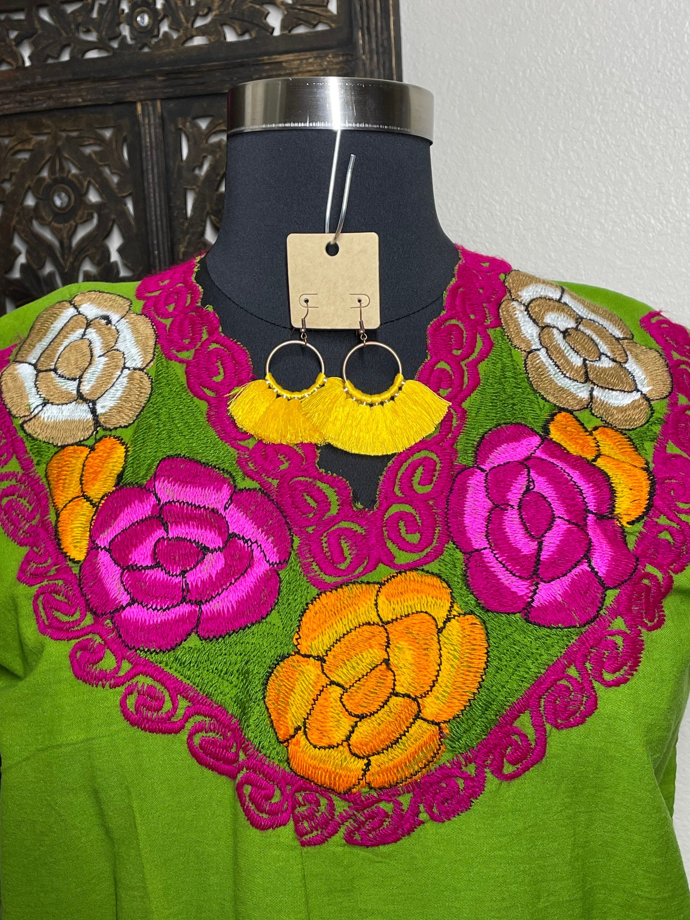 Artisanal Mexican Embroidered Blouse - Handmade Floral Embroidered Blouse from Chiapas, Mexico