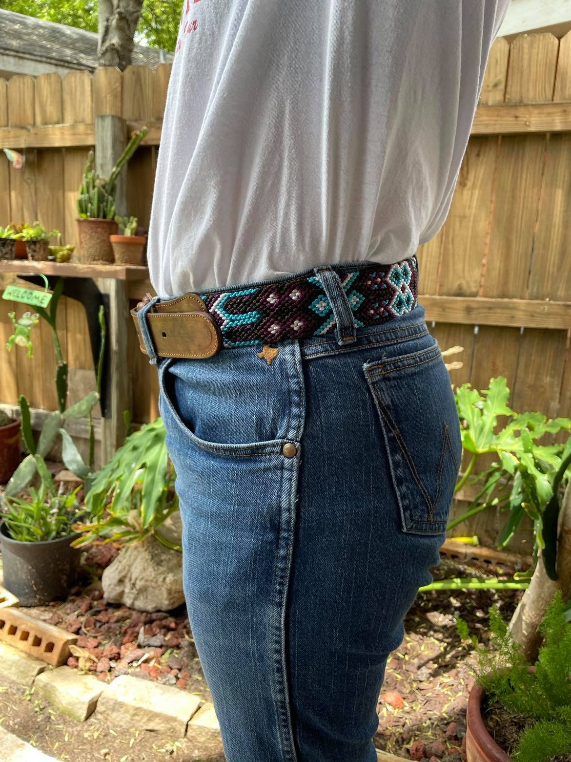 Image of Unique Boho Embroidered Belt - Handmade Embroidered Belts - Boho Artisanal Belts