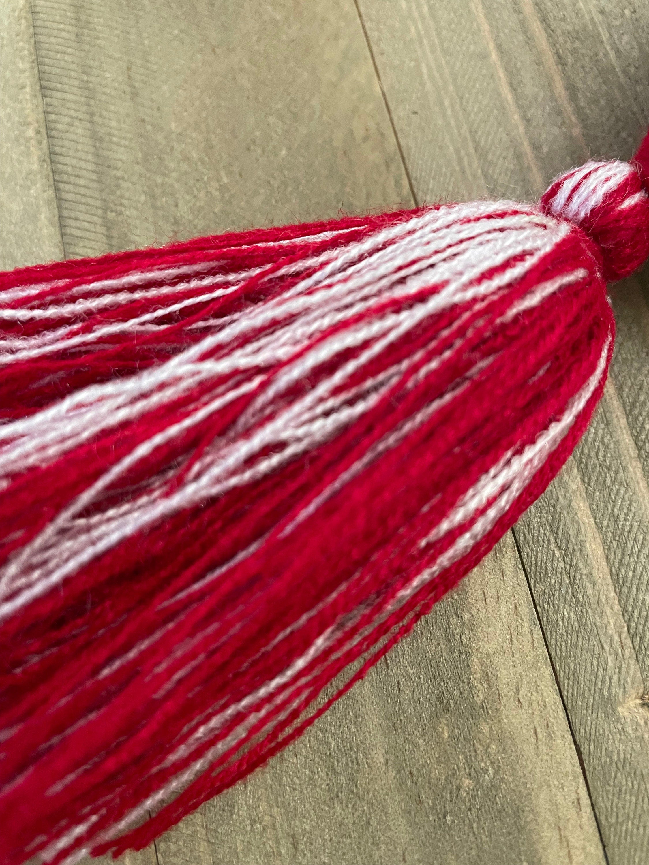 Image of Strawberry Handmade Tassel PomPom - Artisan Made PomPom - Strawberry Decor