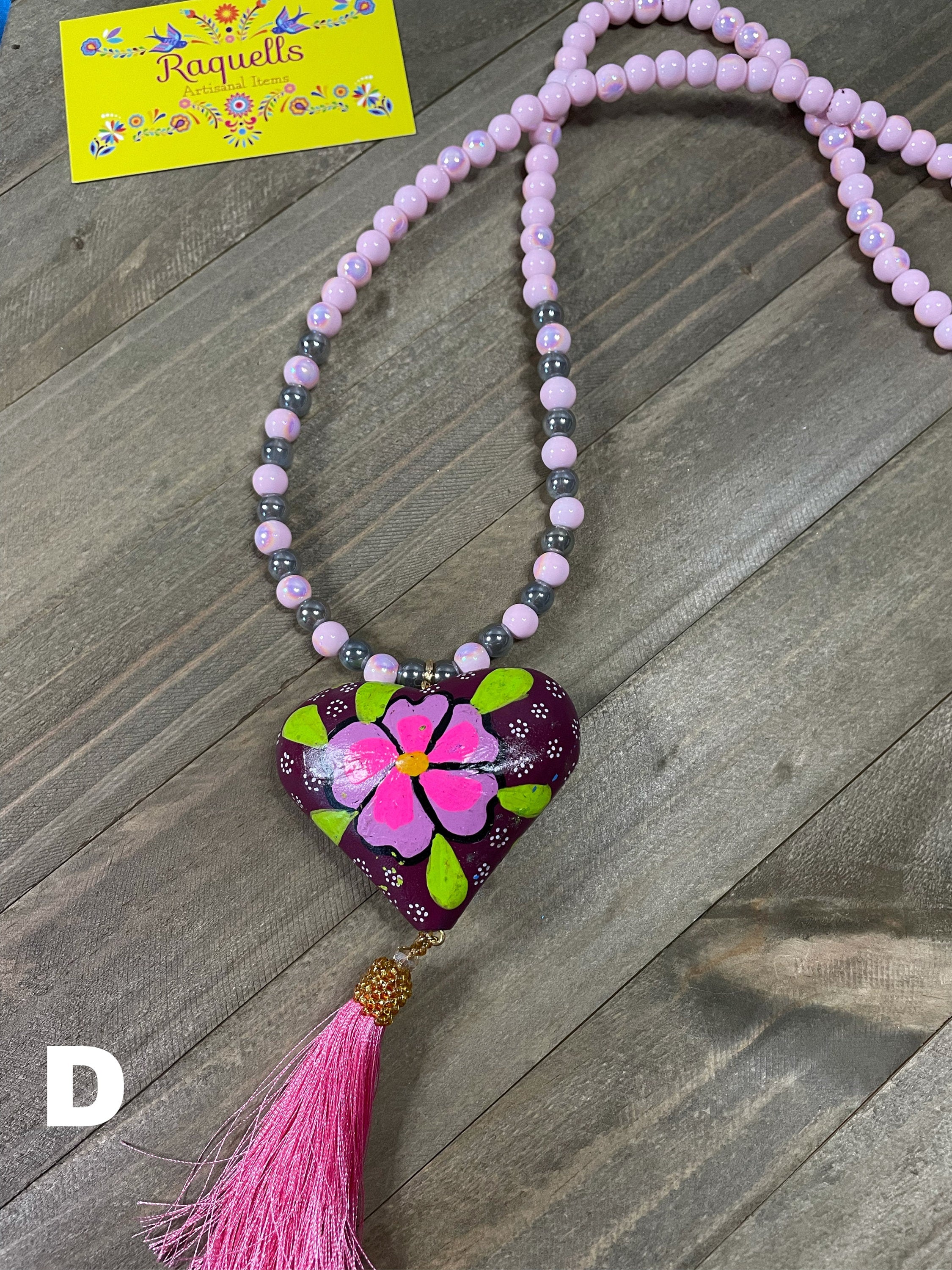 Beautiful Hand Painted Artisanal Necklaces - Mexican Hearts - Mexican Necklace made by our Oaxaca Artisan Partners