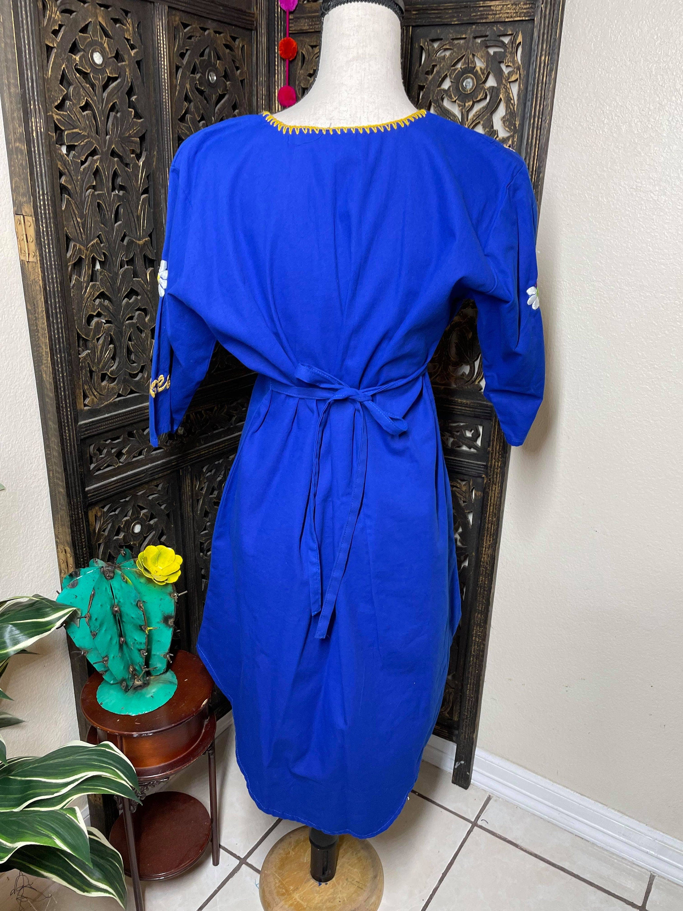 Gorgeous Hand Embroidered Dress - Mexican Embroidered Dress - Floral Designs - LARGE