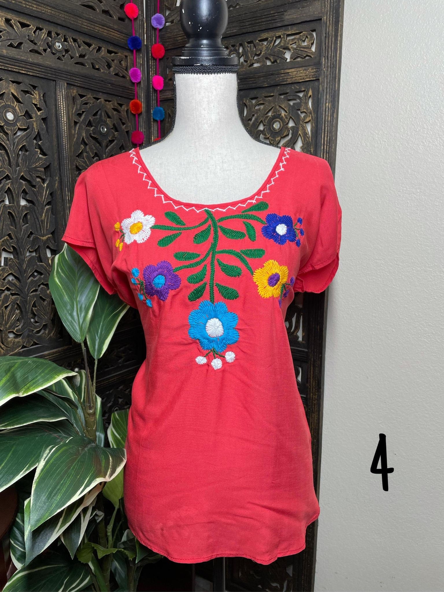 Image of Hand Embroidered Silky Blouse - Artisanal Mexican Blouse