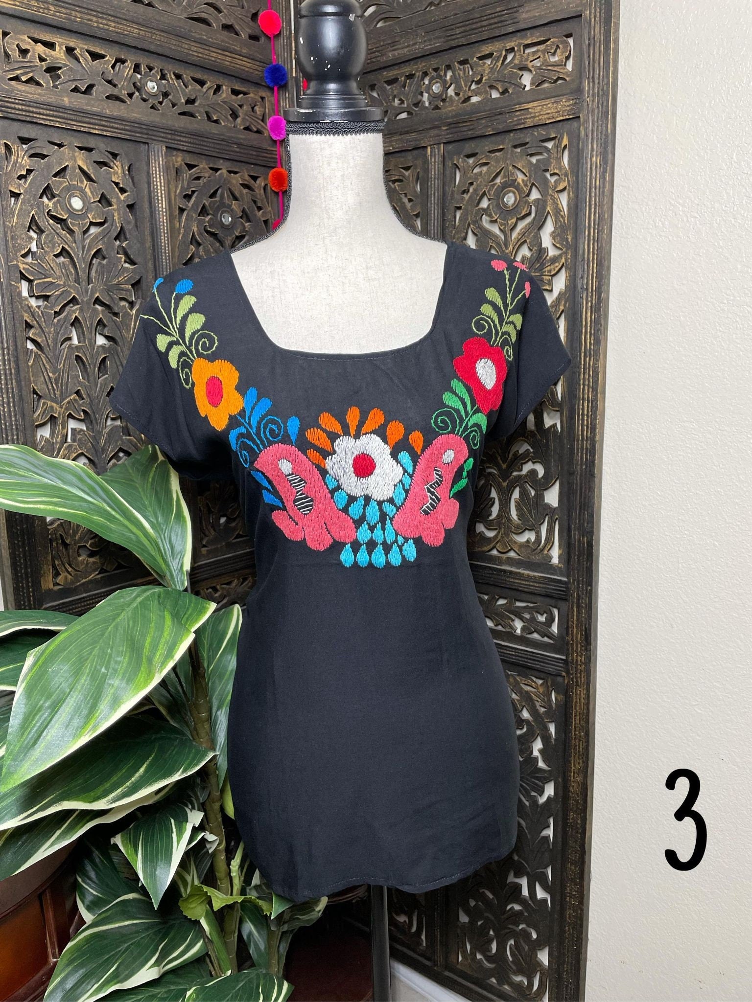 Image of Hand Embroidered Silky Blouse - Artisanal Mexican Blouse