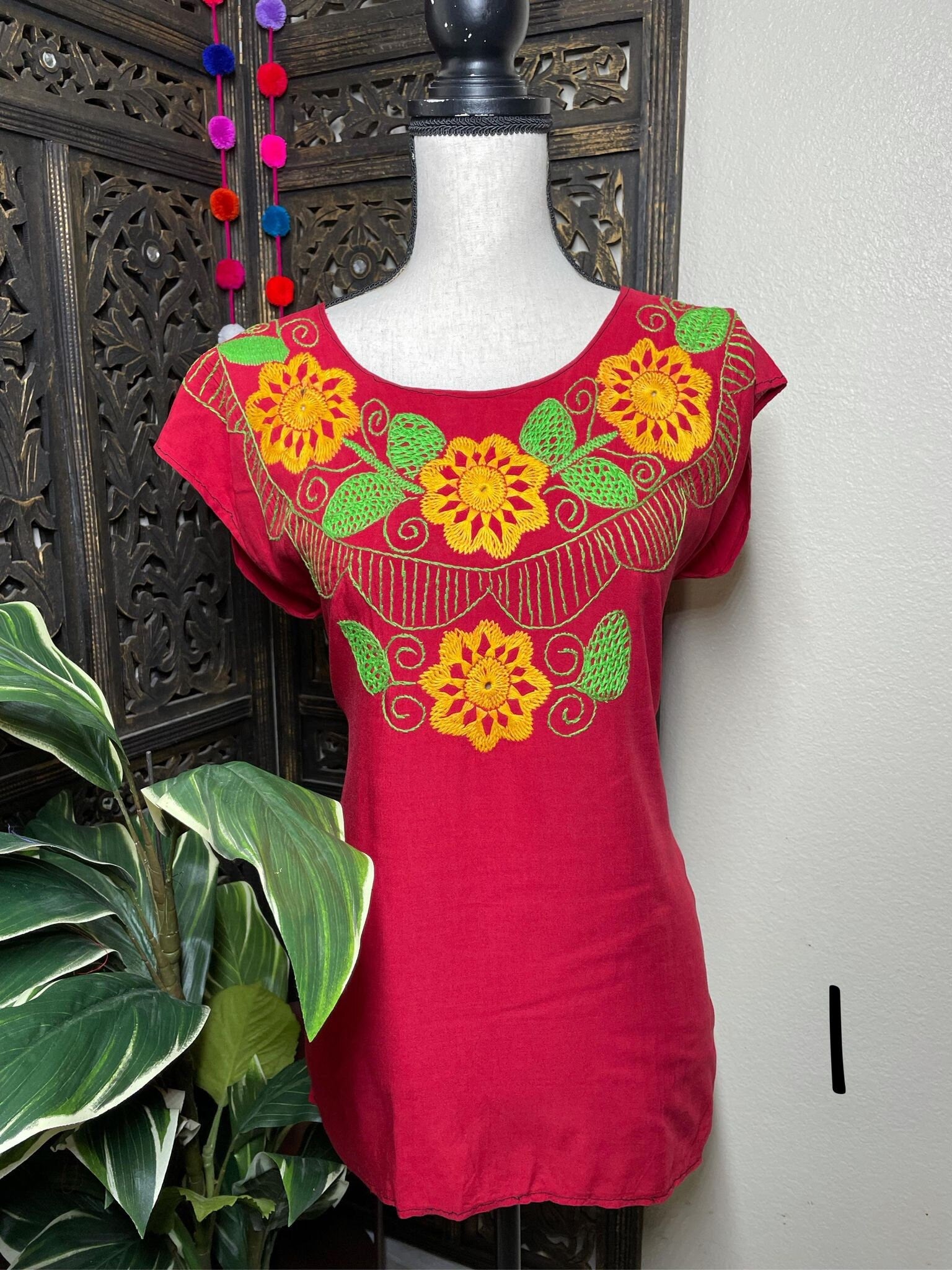 Image of Hand Embroidered Silky Blouse - Artisanal Mexican Blouse
