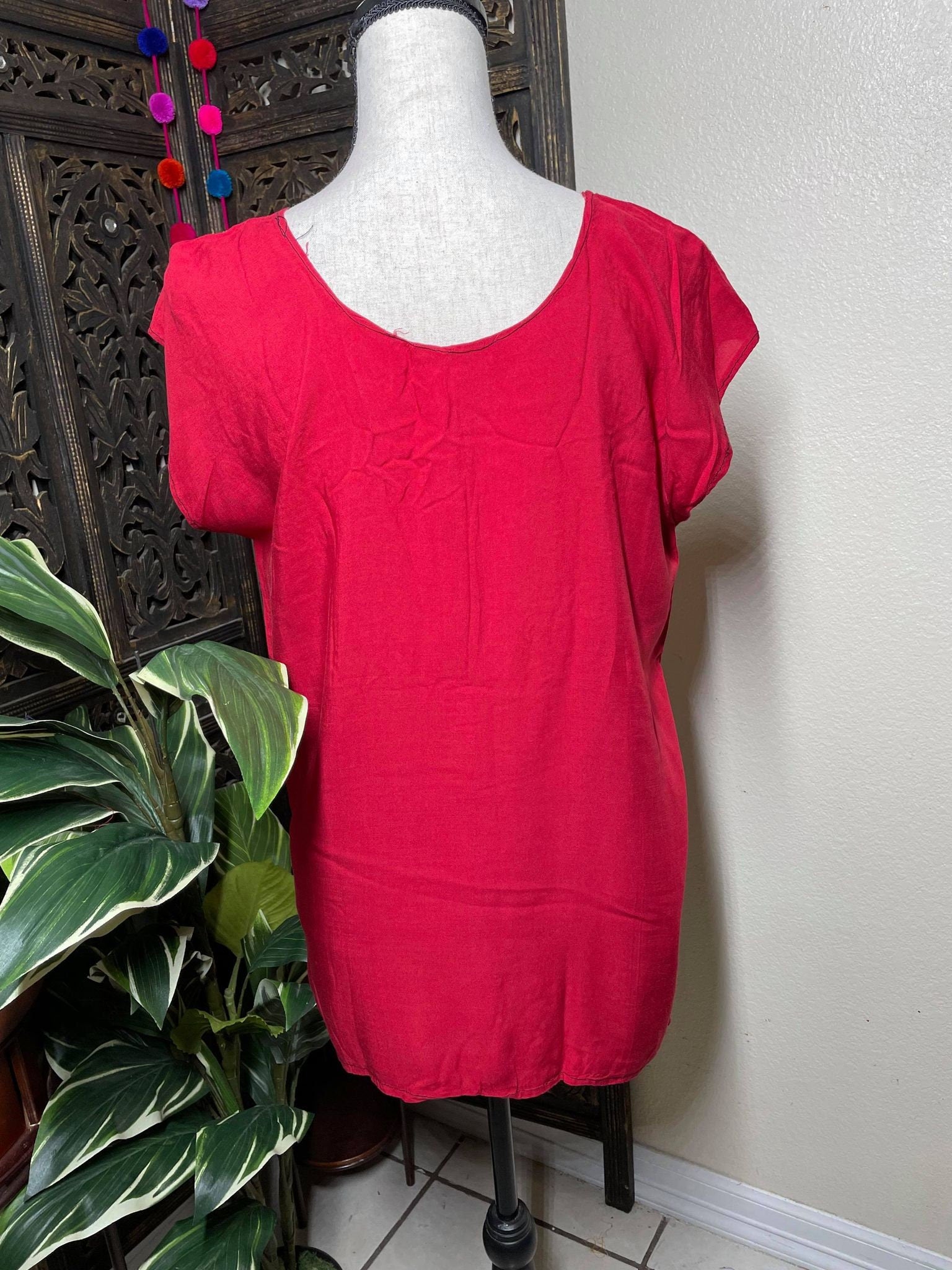 Hand Embroidered Silky Blouse - Artisanal Mexican Blouse