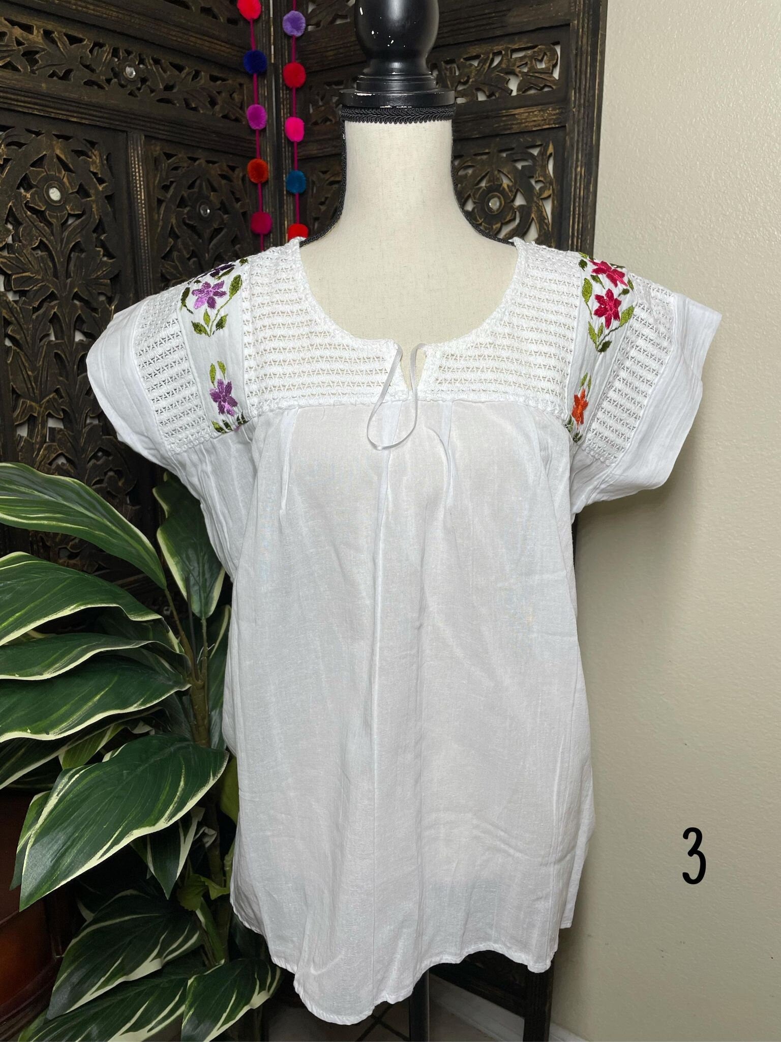 Precious Embroidered Blouse made in Puebla, Mexico - Medium