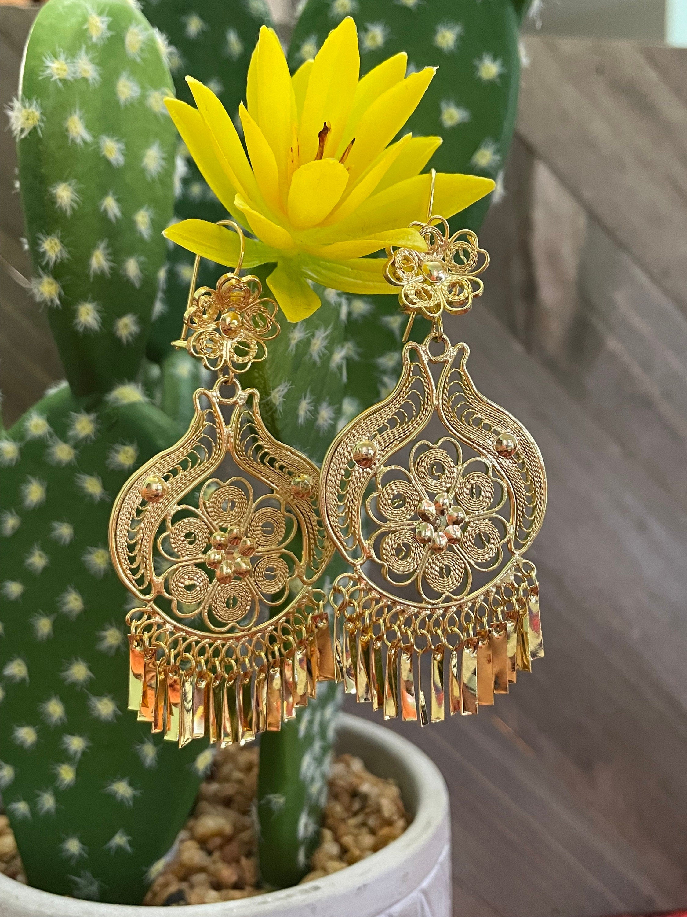 Image of Cantarito-Traditional Mexican Artisanal Earrings - Beautiful Gold Plated Folkloric Earrings made by our Oaxaca Artisan Partners
