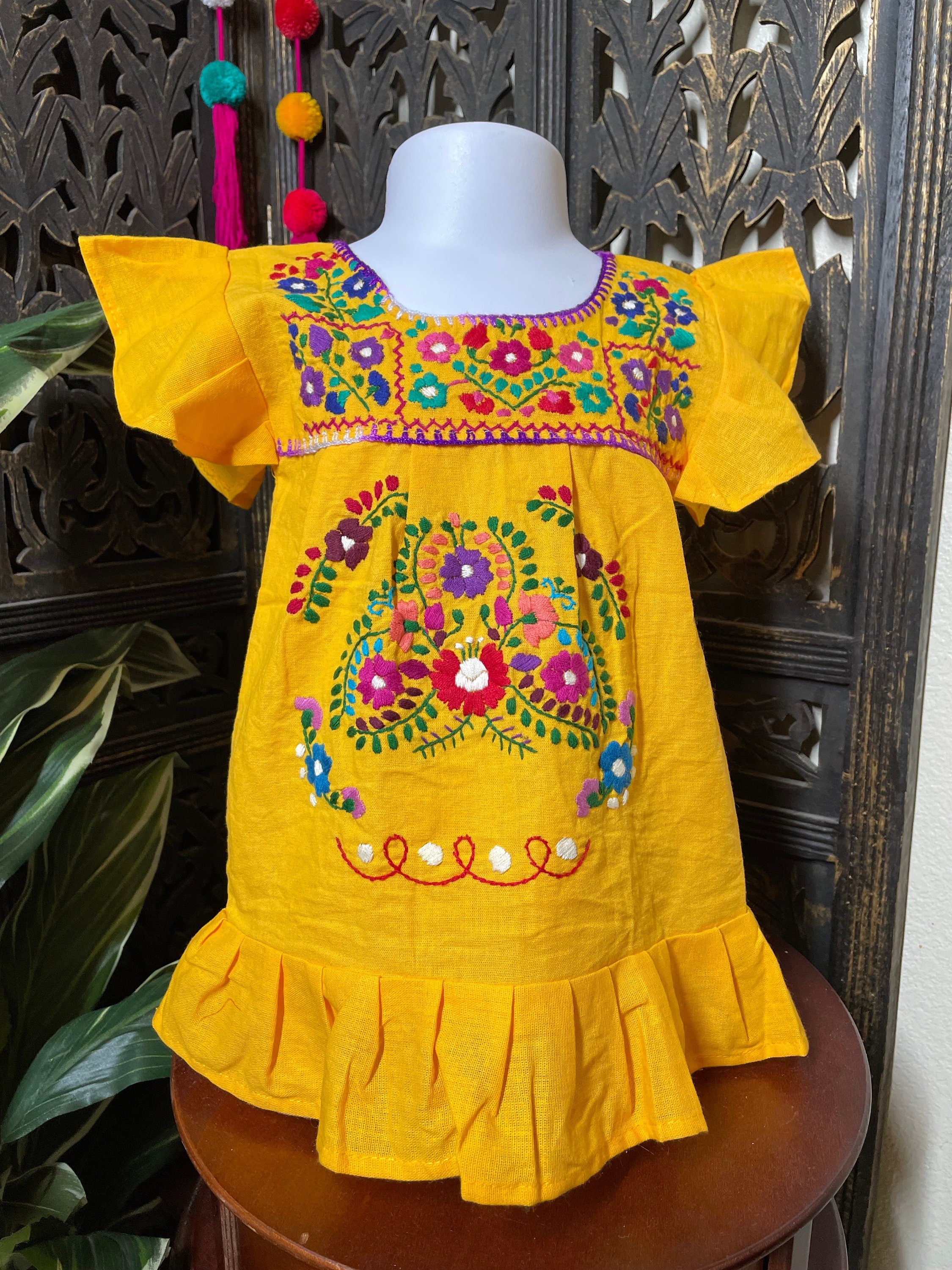 Little Girls Hand Embroidered “Lolita”Dress - Handmade Mexican Fiesta Style Dress - 0 months - 4T sizes available