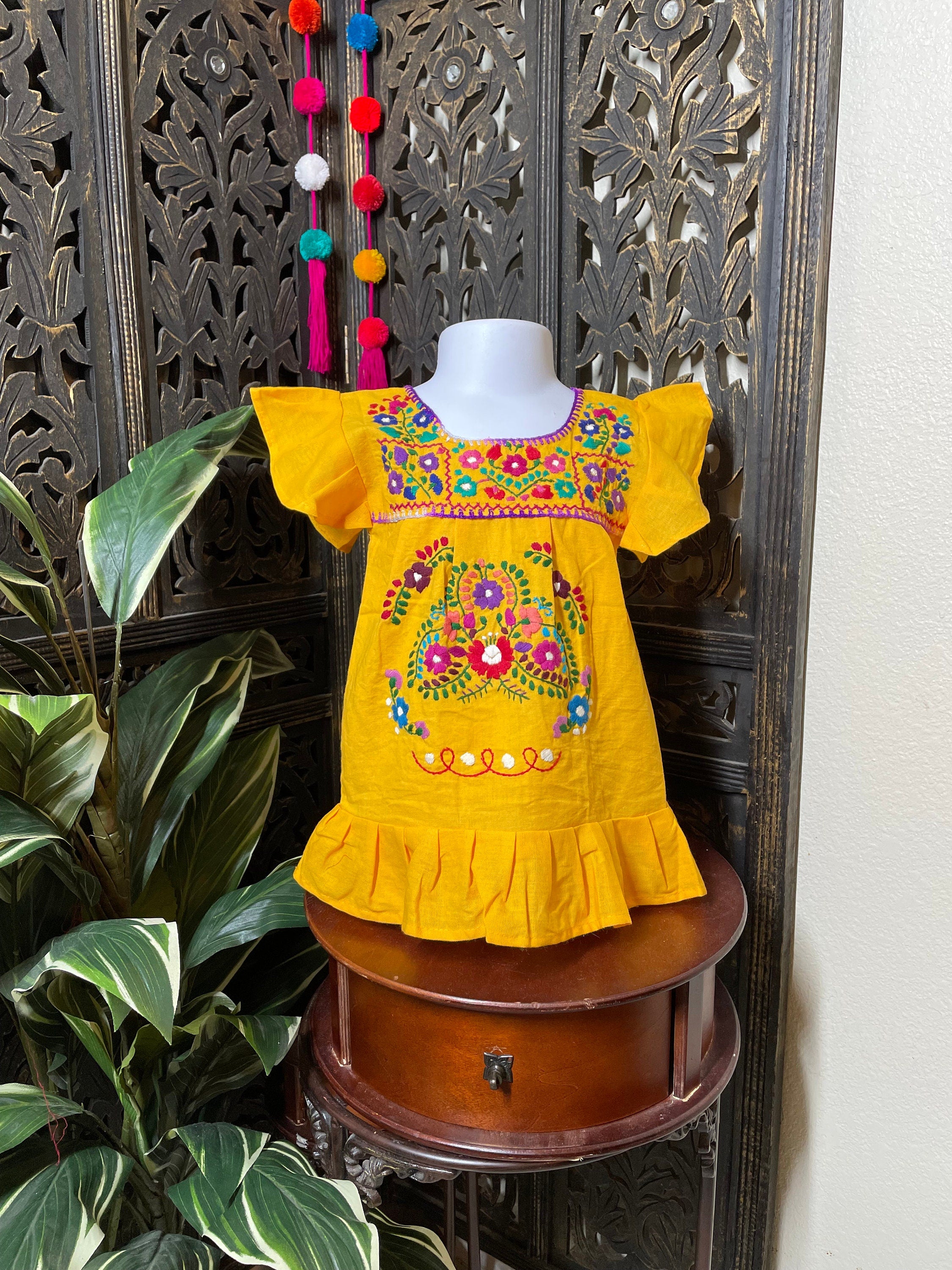 Little Girls Hand Embroidered “Lolita”Dress - Handmade Mexican Fiesta Style Dress - 0 months - 4T sizes available