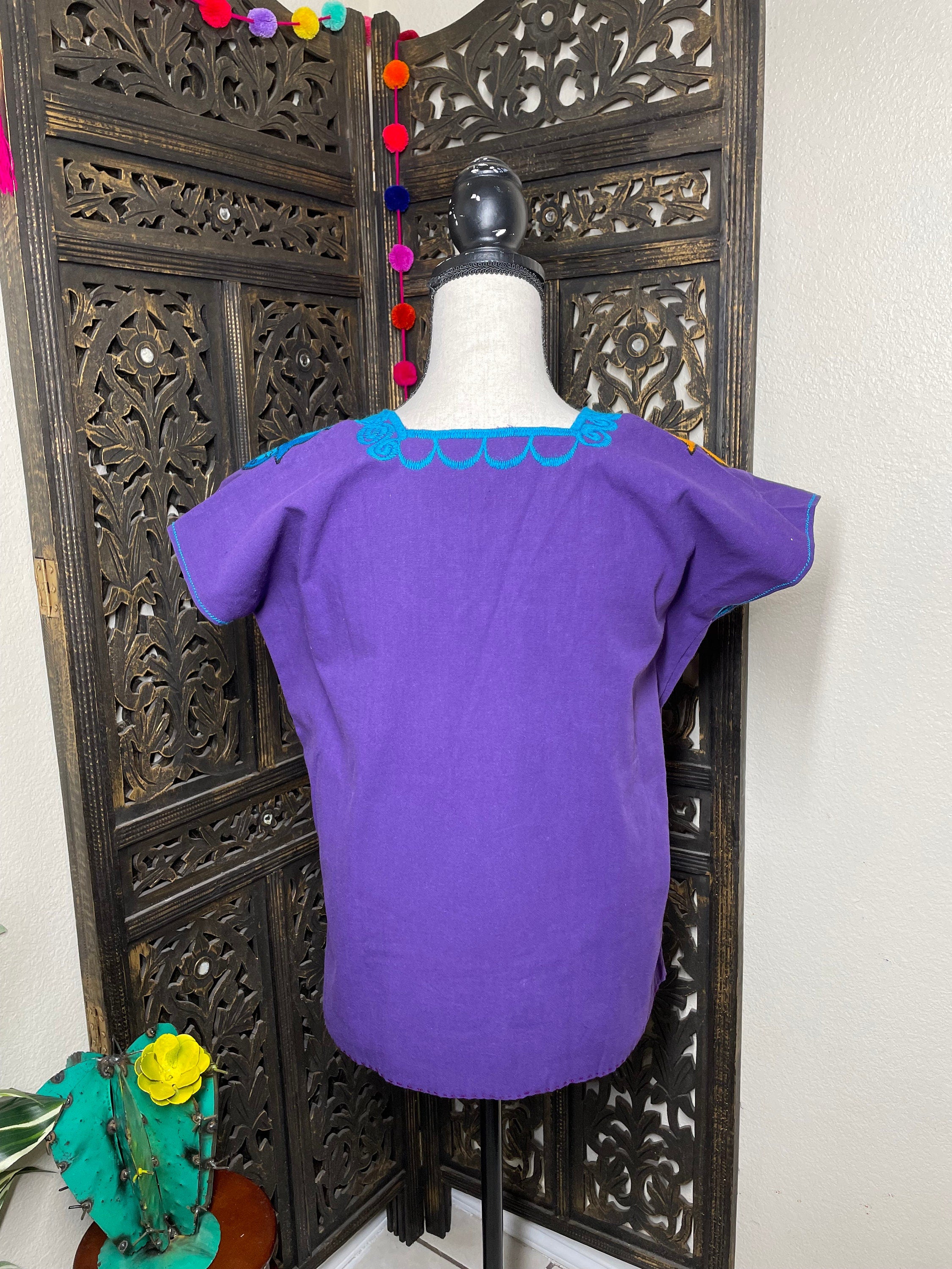 Beautiful Hand Embroidered Rainbow Blouse - Mexican Embroidery - Handmade Blouse from Chiapas, Mexico