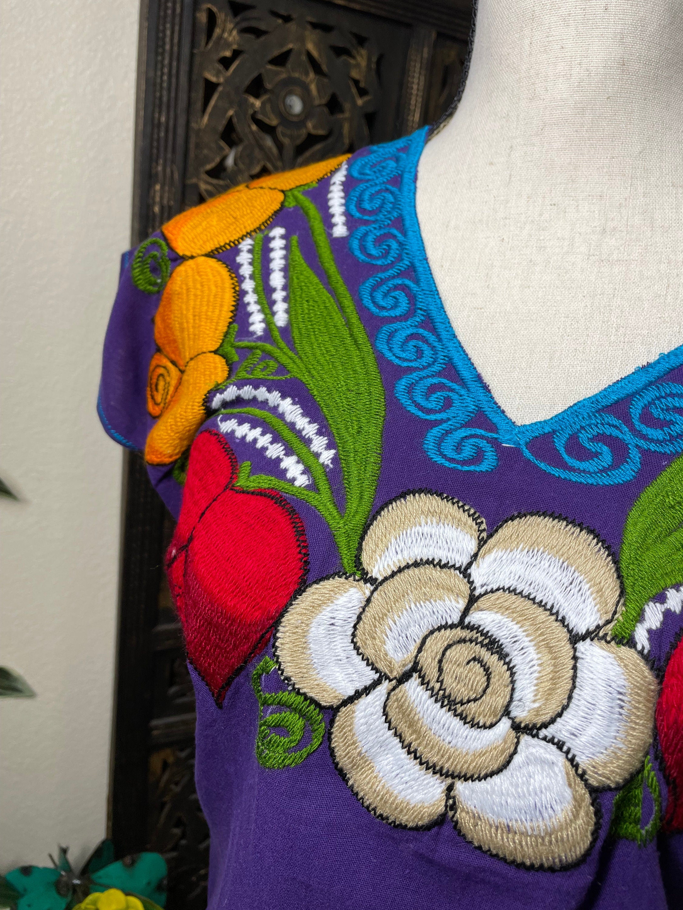 Image of Beautiful Hand Embroidered Rainbow Blouse - Mexican Embroidery - Handmade Blouse from Chiapas, Mexico