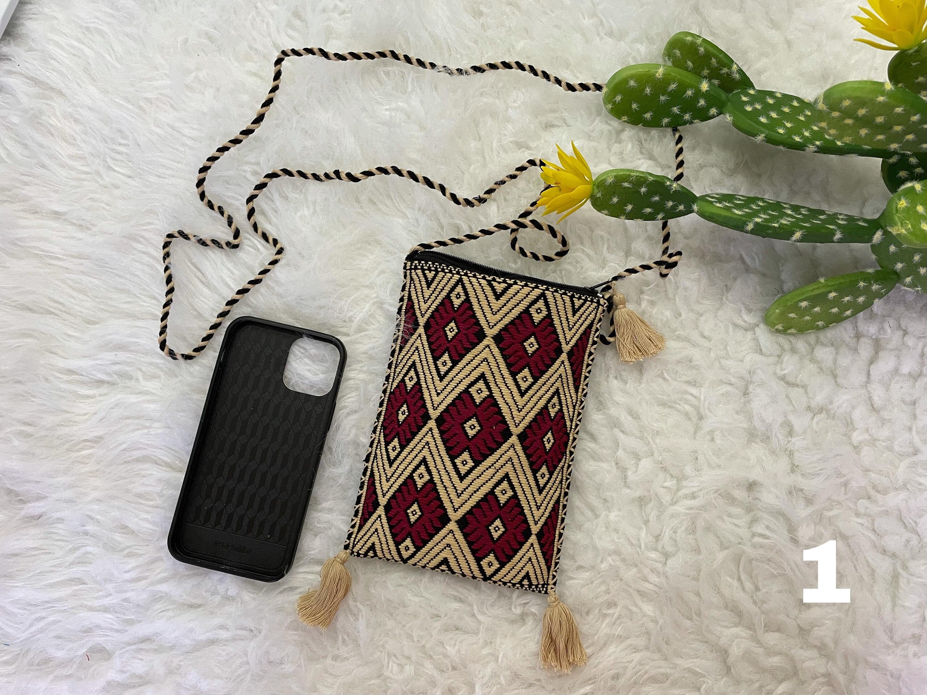 Image of Handmade Artisanal Phone Holders - Mexican Embroidery - Phone Crossbody