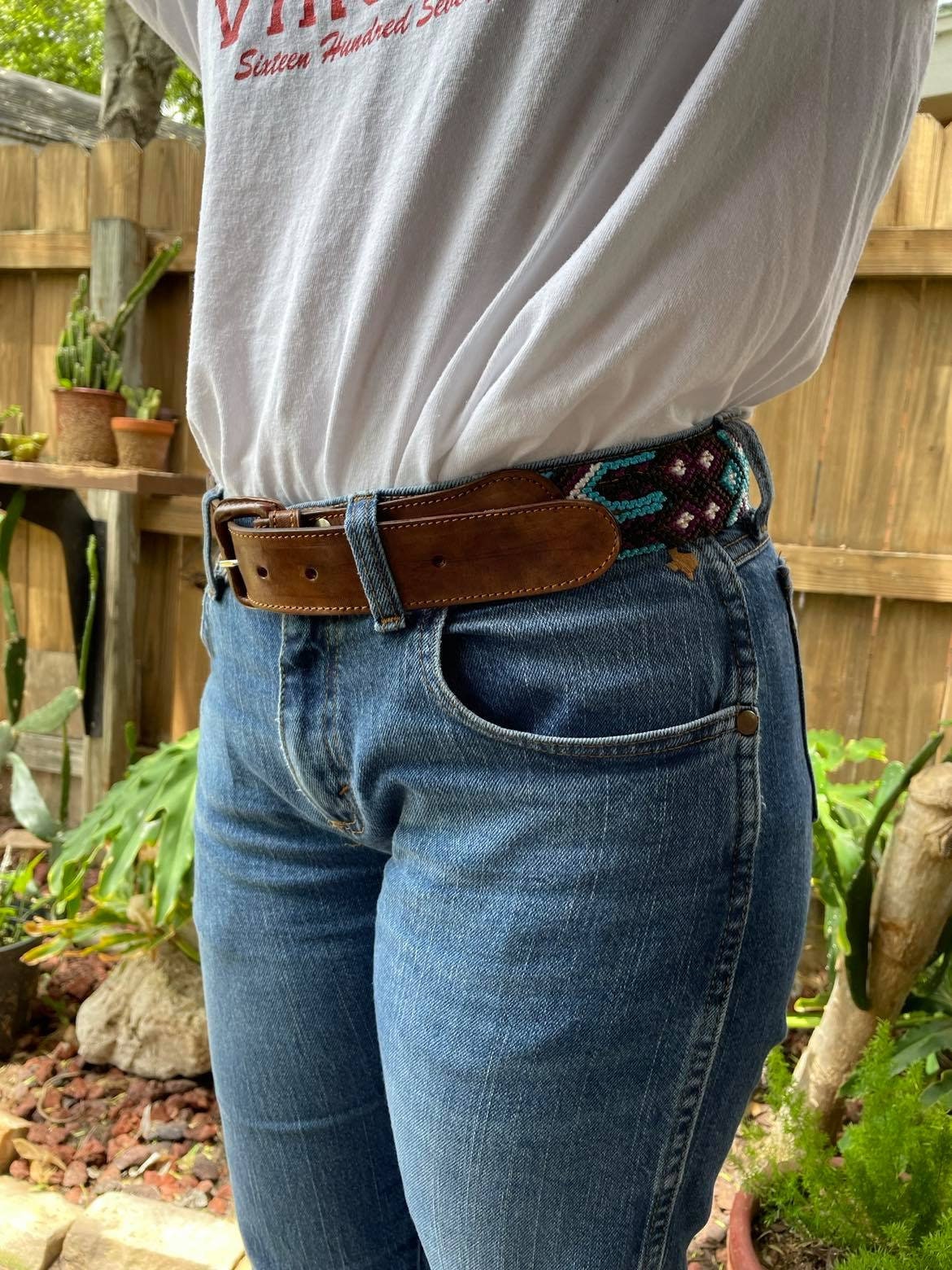 Image of Unique Boho Embroidered Belt - Handmade Embroidered Belts - Boho Artisanal Belts