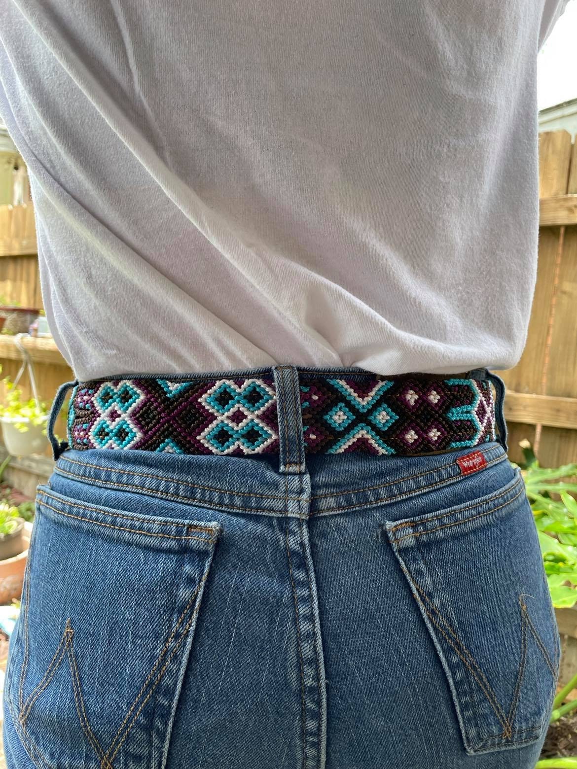 Image of Unique Boho Embroidered Belt - Handmade Embroidered Belts - Boho Artisanal Belts