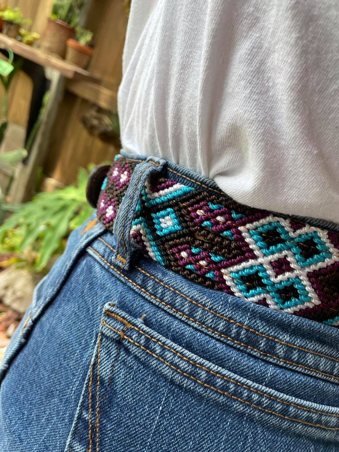 Image of Unique Boho Embroidered Belt - Handmade Embroidered Belts - Boho Artisanal Belts