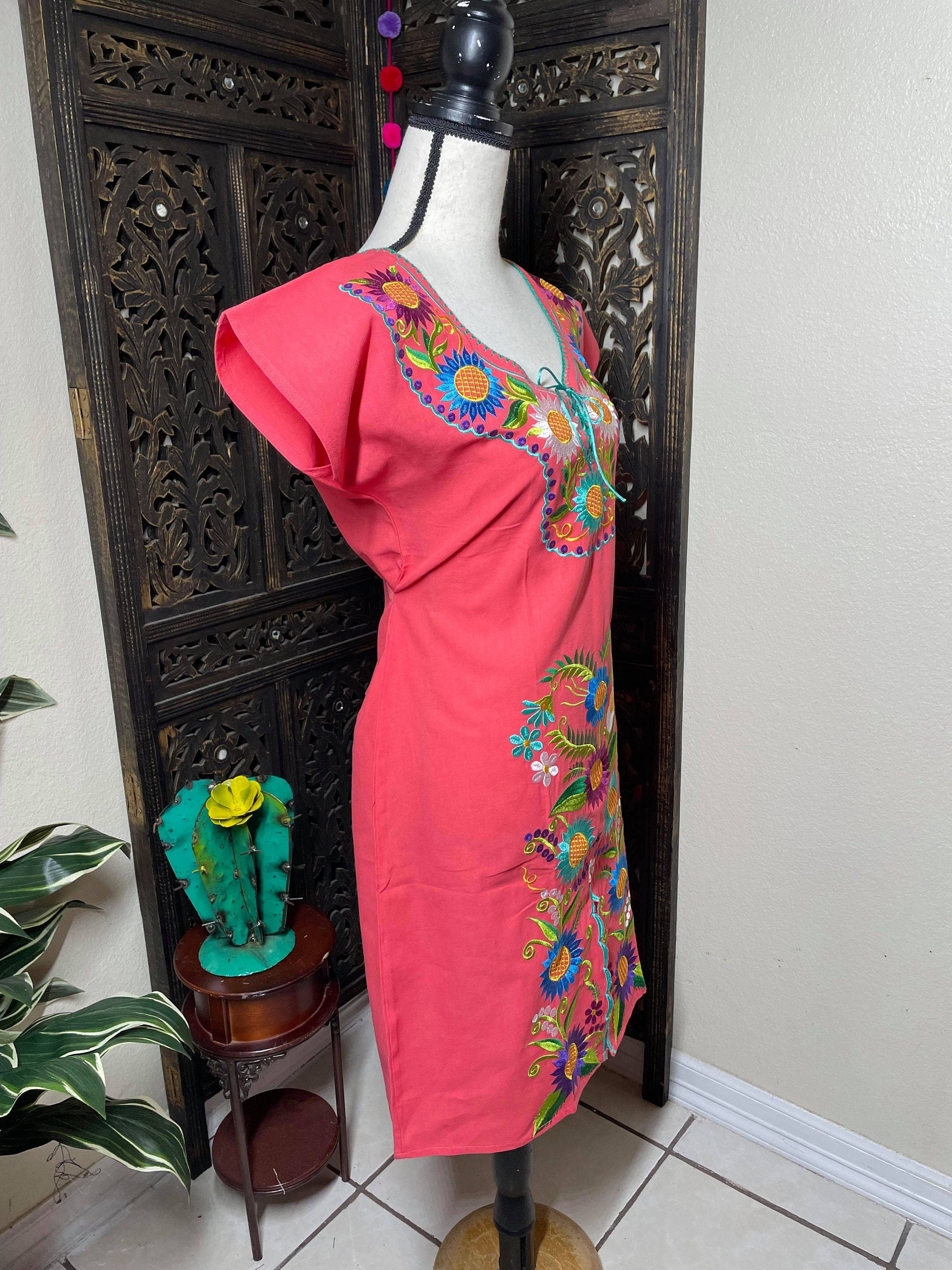 Image of Floral Embroidered Artisanal Dress - Handmade Embroidered Dress from Chiapas, Mexico