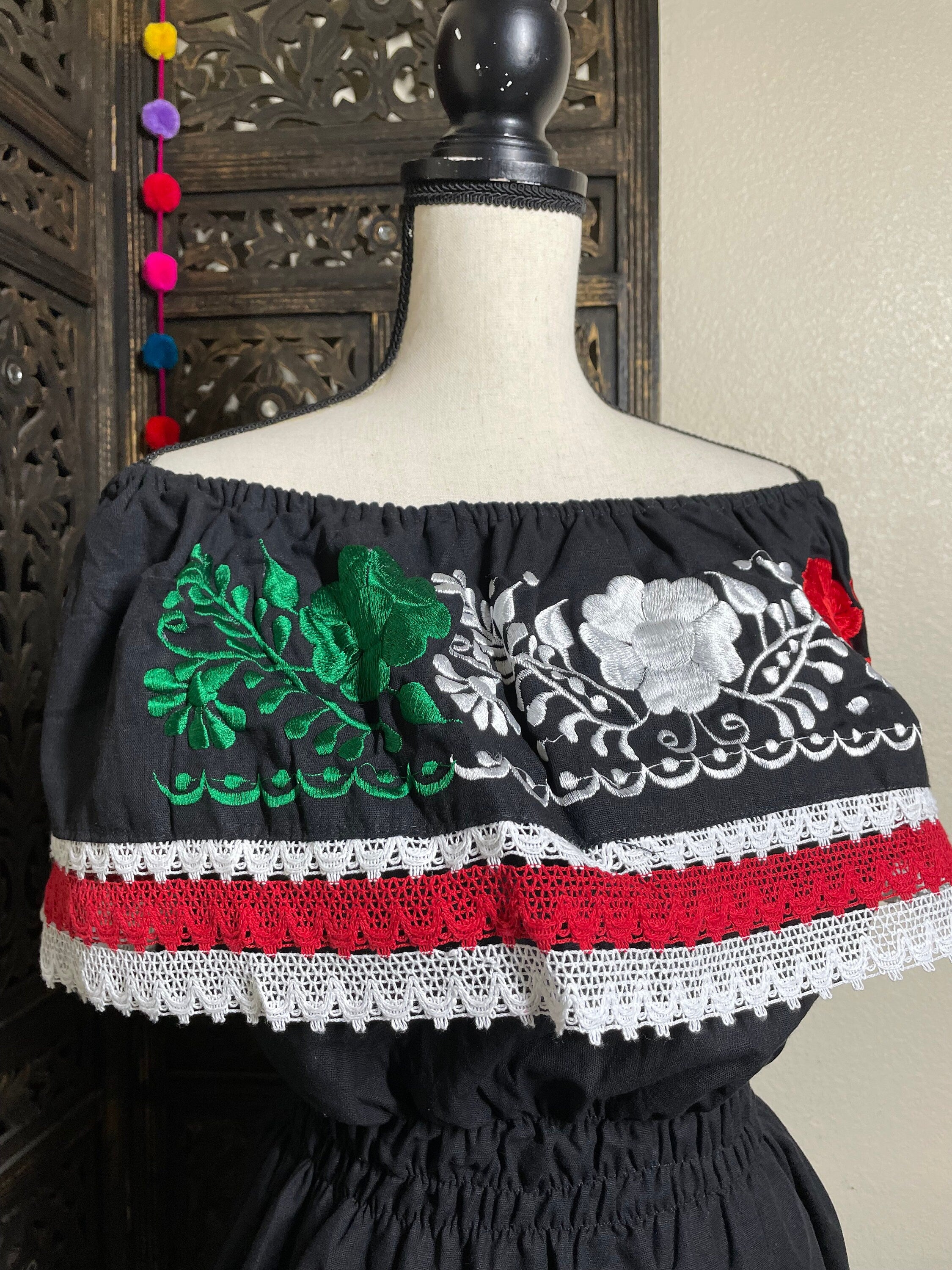 Image of Gorgeous Mexican Embroidered Dress - Handmade Artisanal Dress - Hand Embroidered Dress - Medium