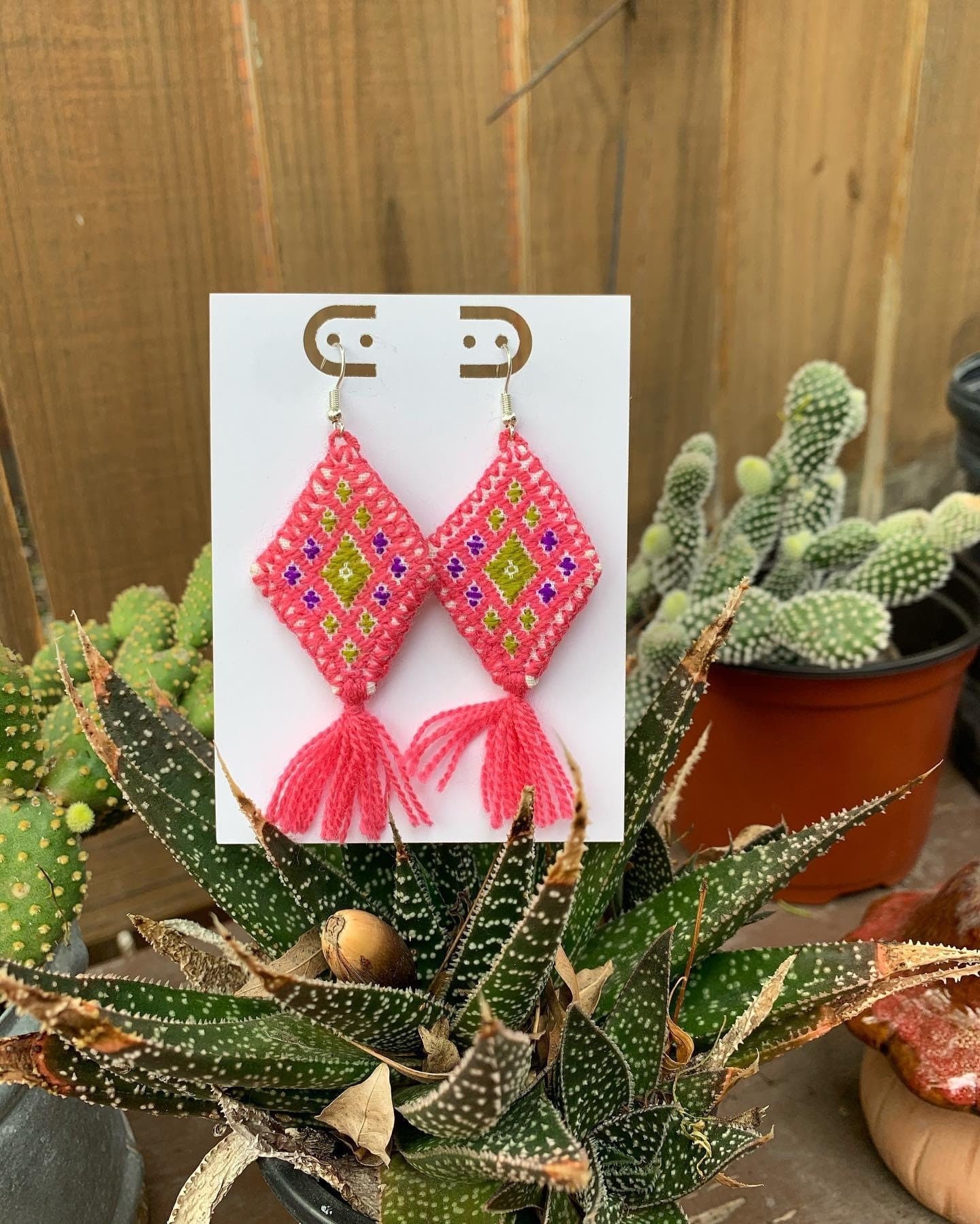 Image of Beautiful Handmade Artisanal Earrings - Hand Woven Earrings from Chiapas, Mexico