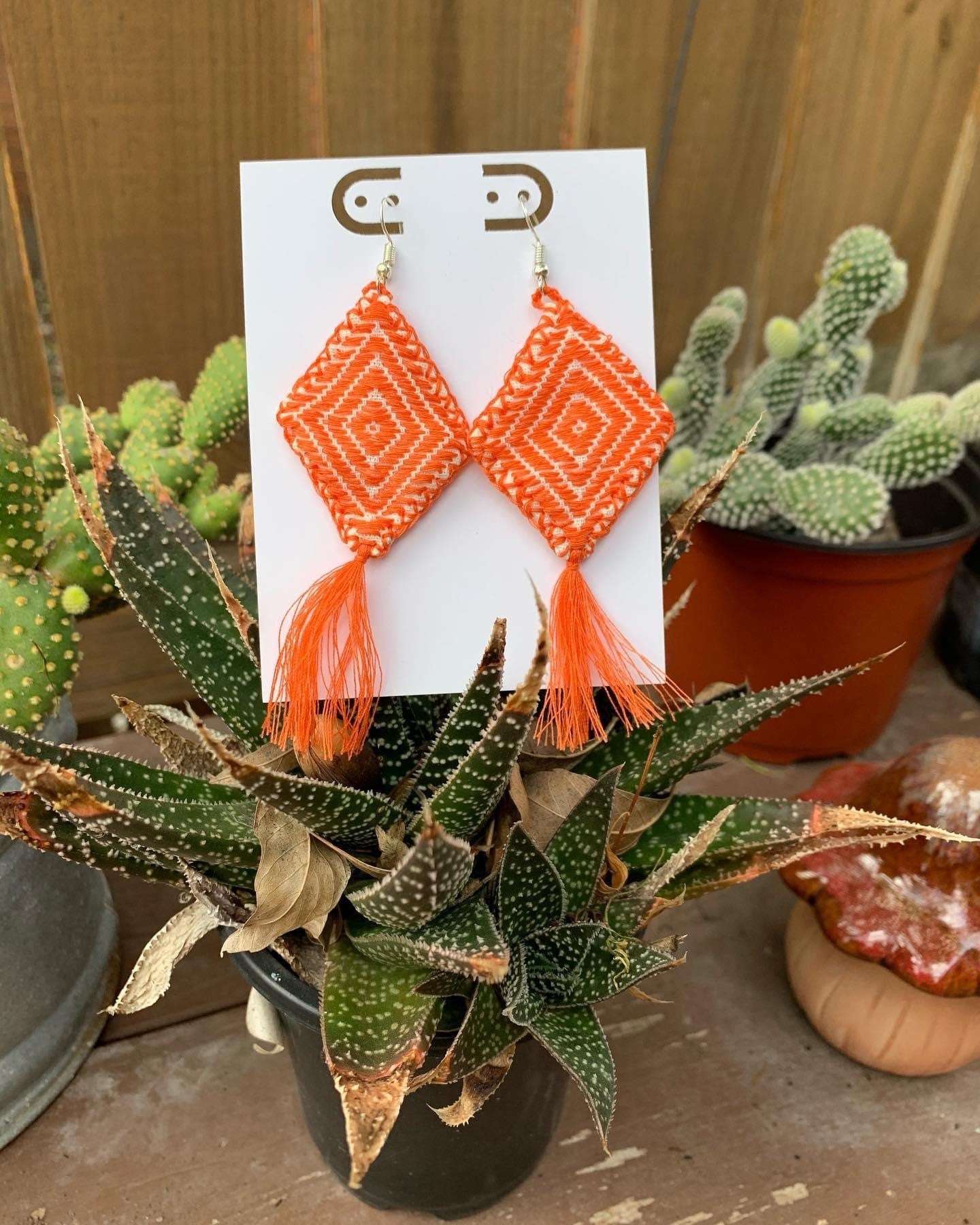 Image of Beautiful Handmade Artisanal Earrings - Hand Woven Earrings from Chiapas, Mexico
